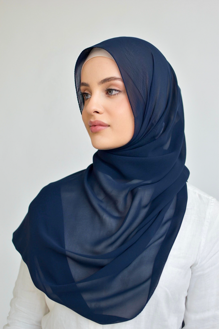 Chiffon Rectangle Hijab - 13 Navy