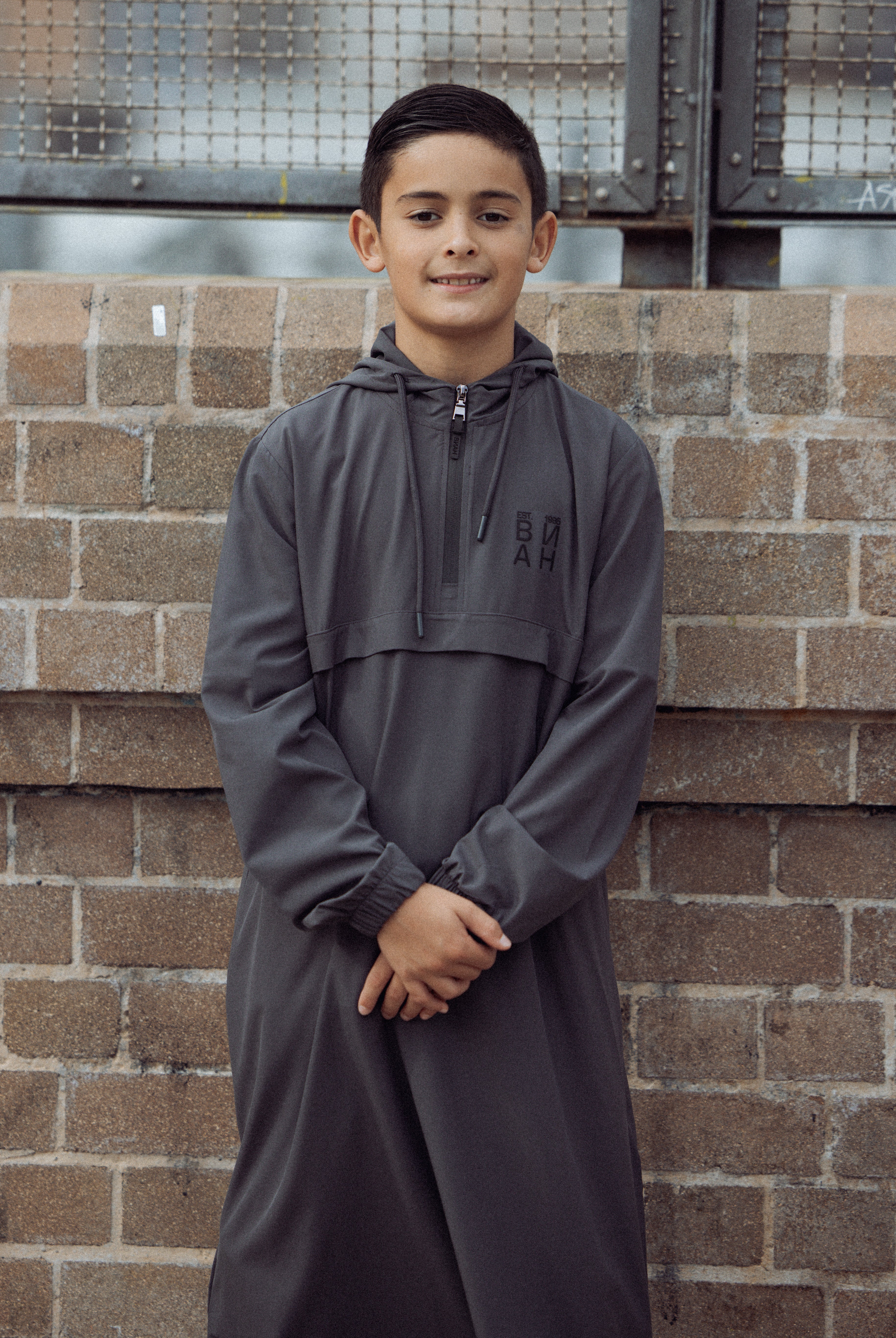 Boys Ishaq Dry Fit Thobe - Charcoal