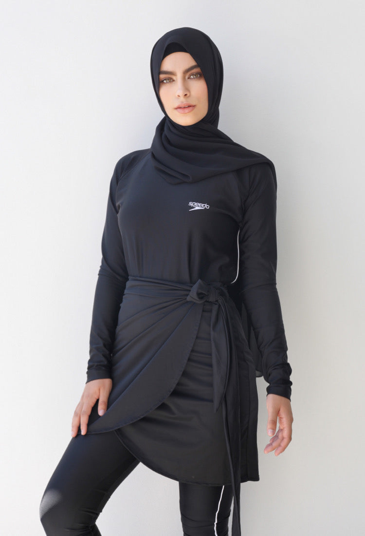 Short Swim Sarong - Black