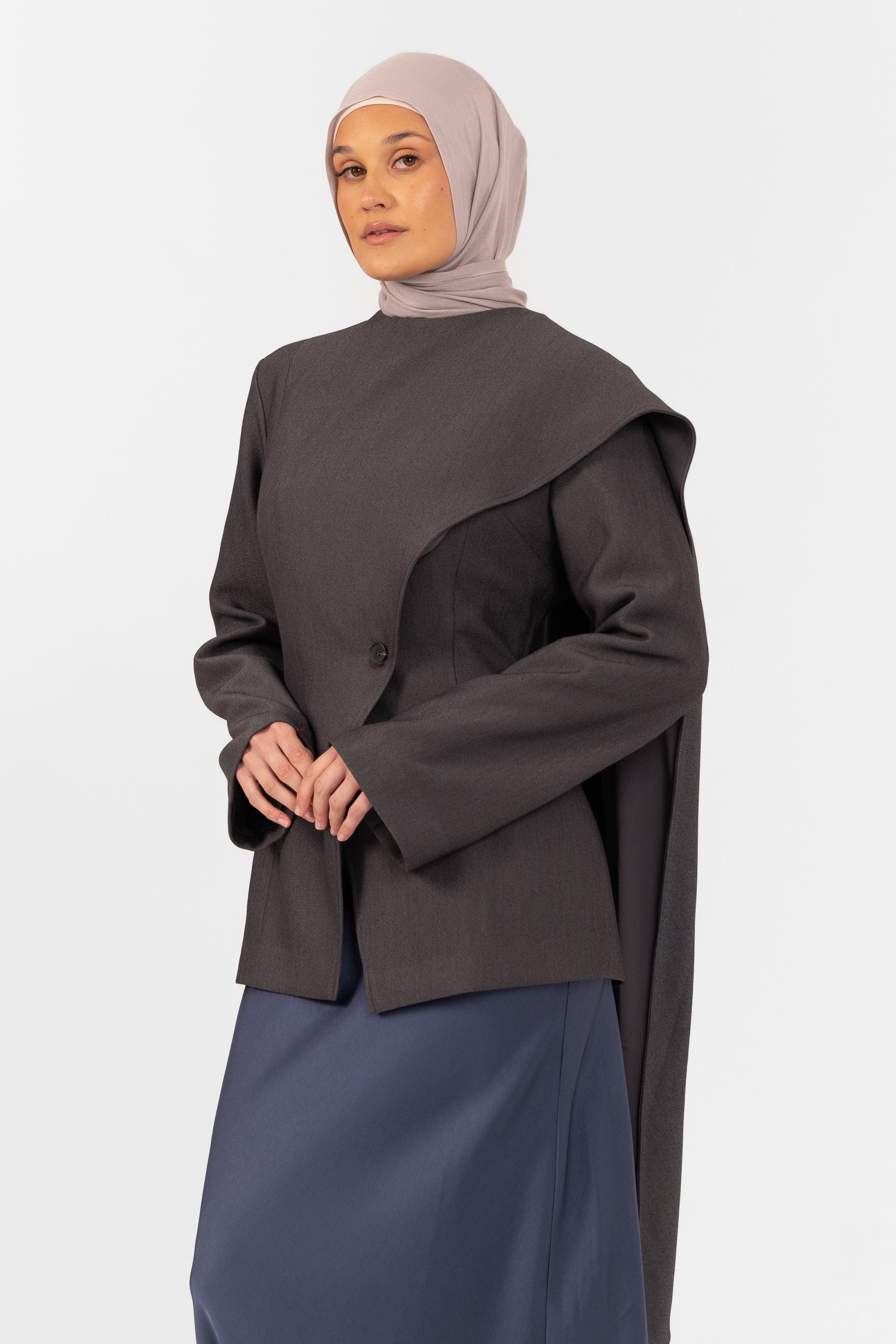 Autumn Shawl Jacket - Steel