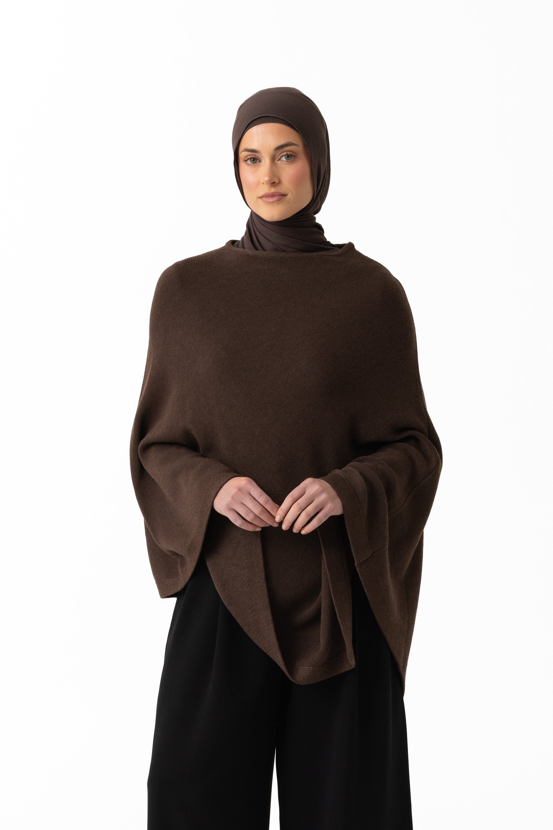 Knit Poncho - Dark Truffle