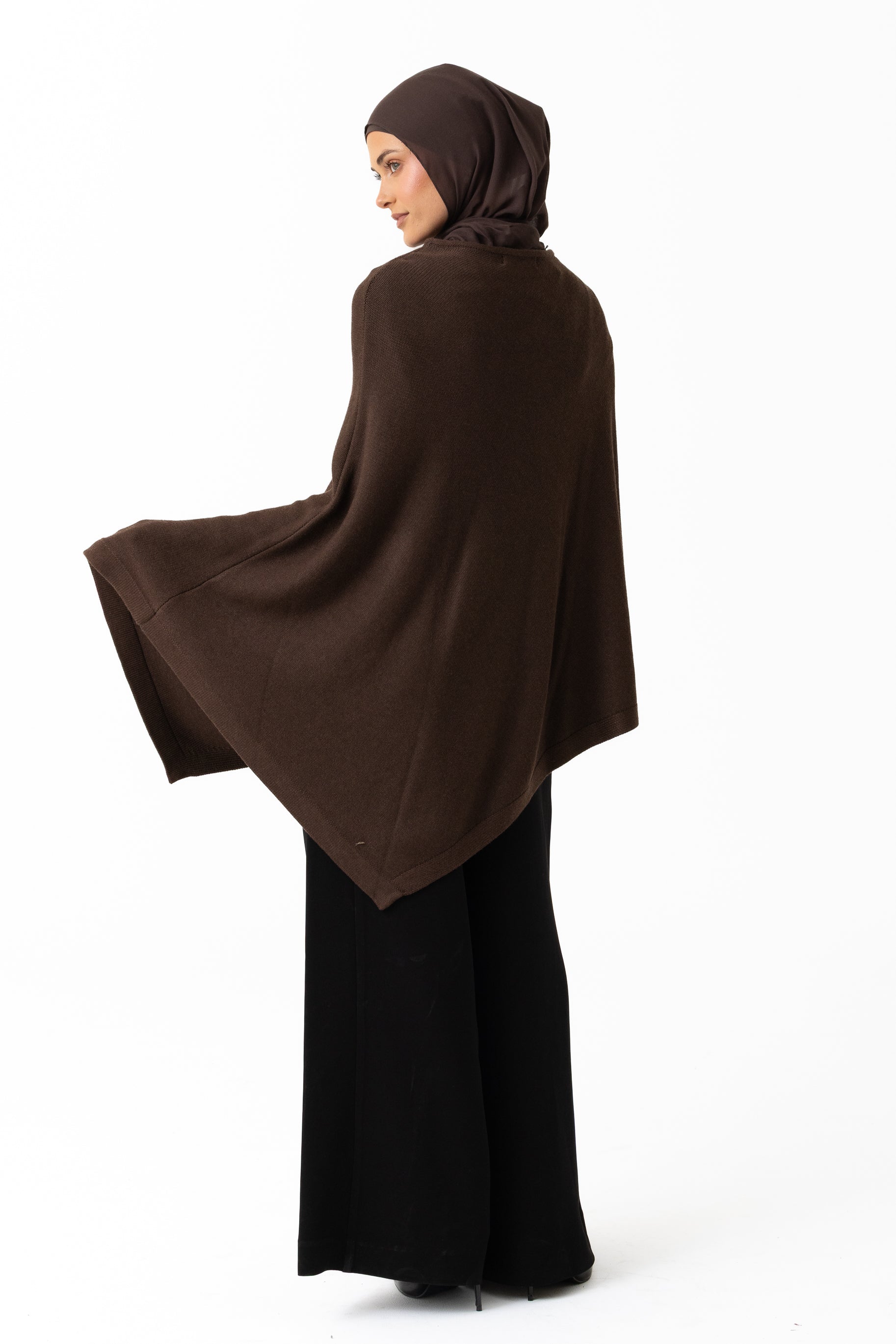Knit Poncho - Dark Truffle