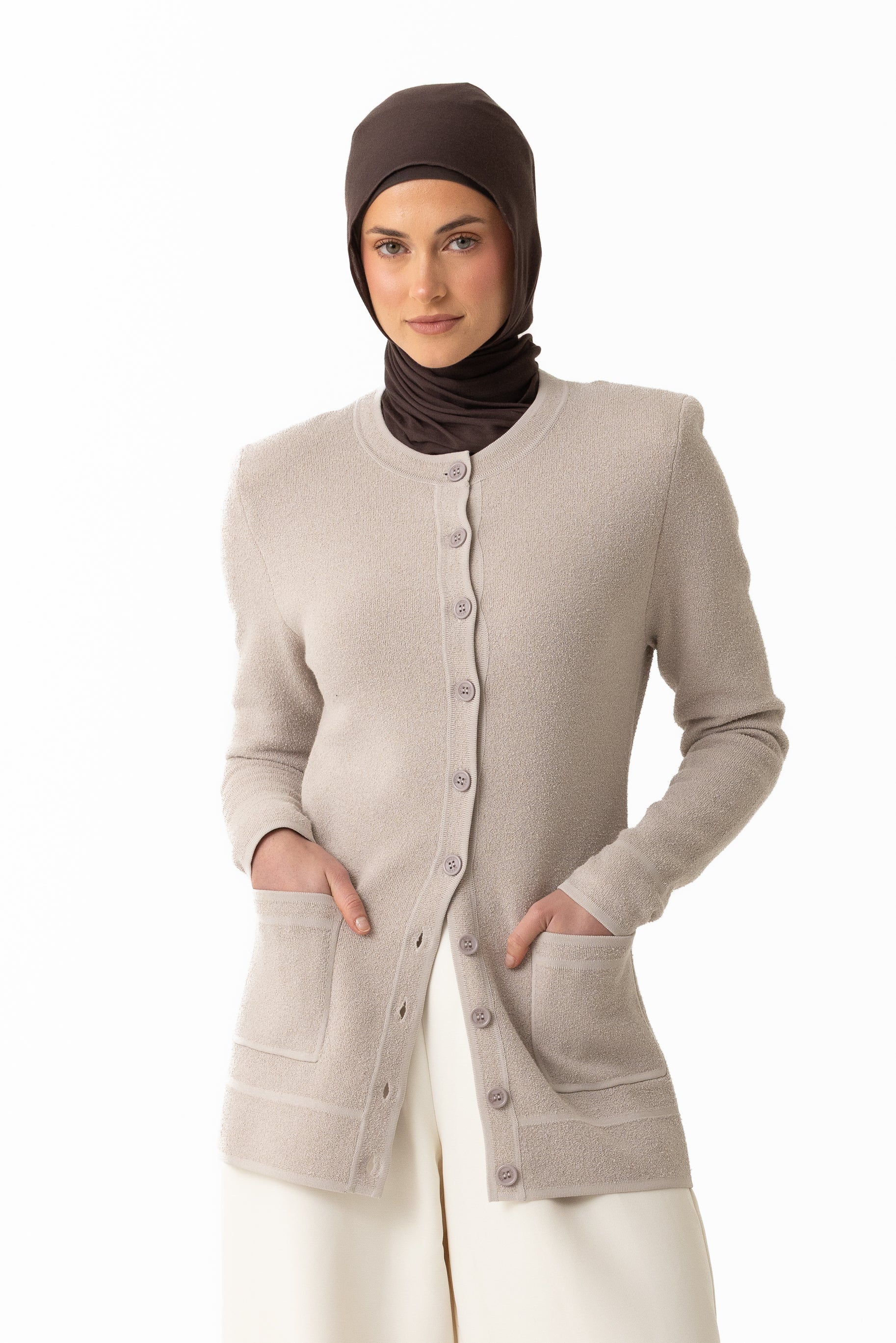 Batul Boucle Cardigan - Stone