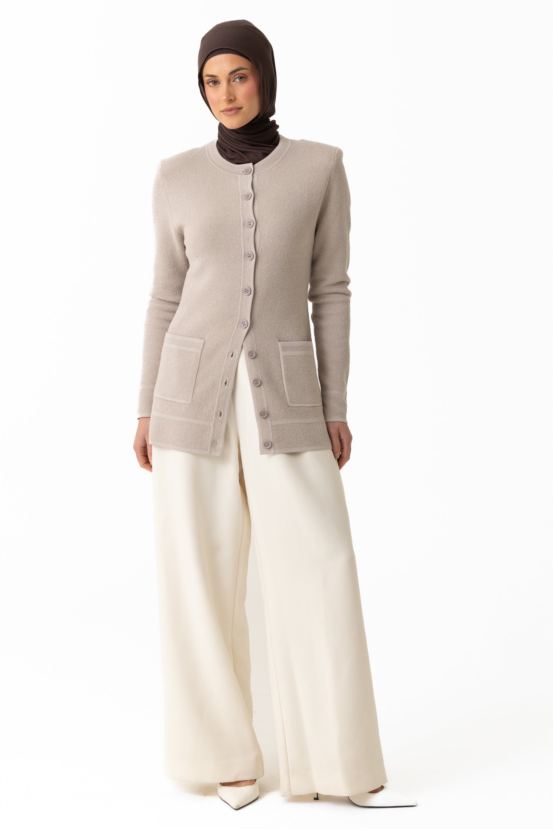 Batul Boucle Cardigan - Stone