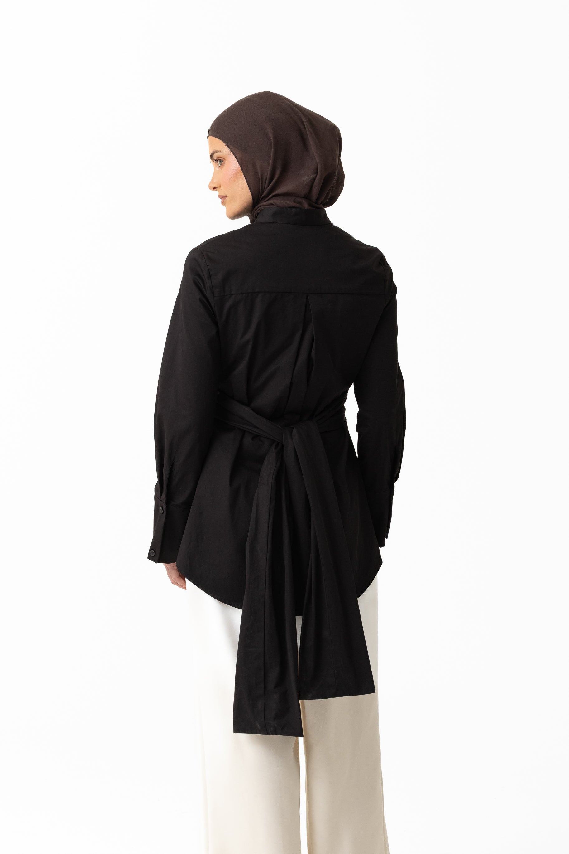 Crossover Cotton Shirt - Black
