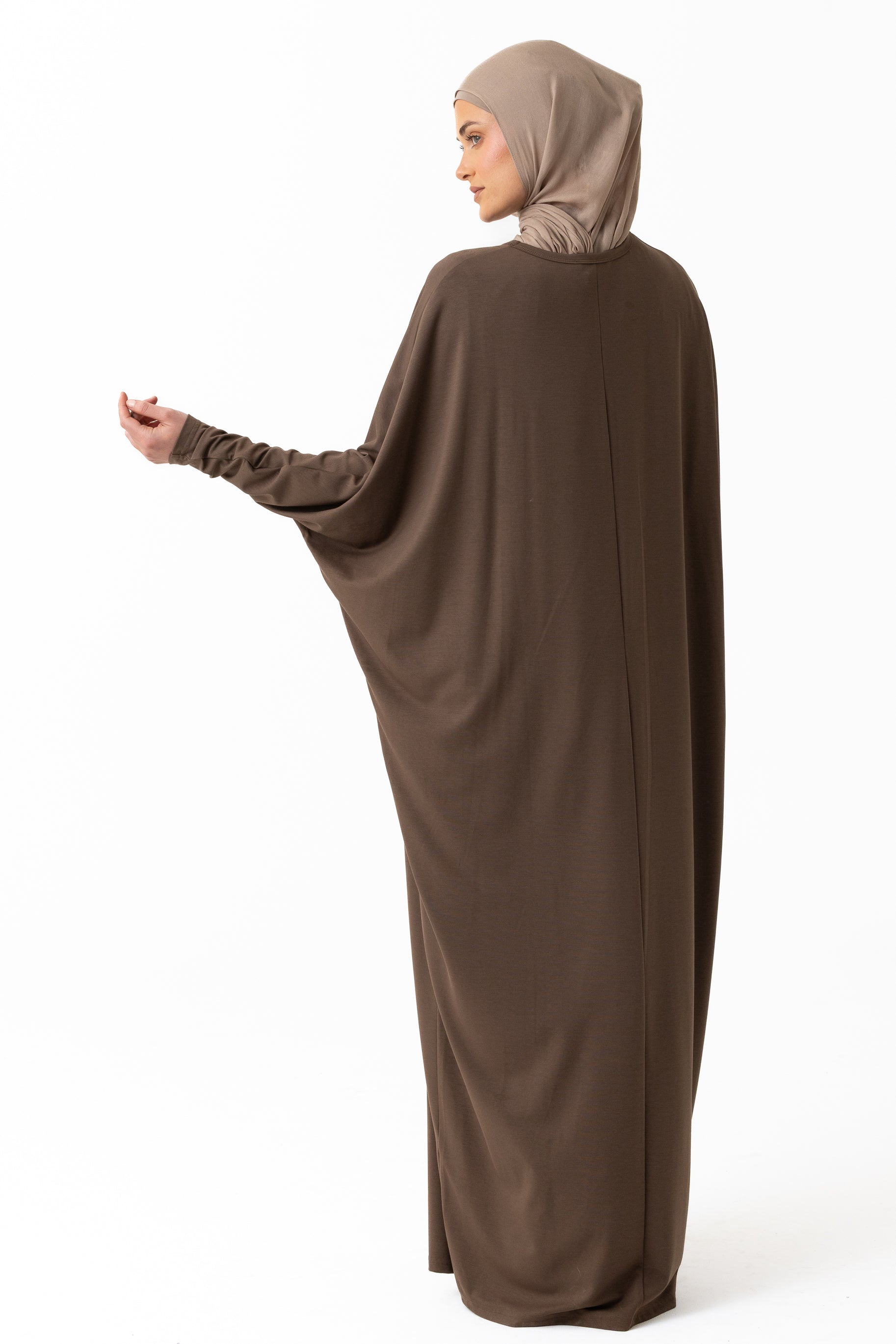 Jersey Batwing Abaya - Truffle