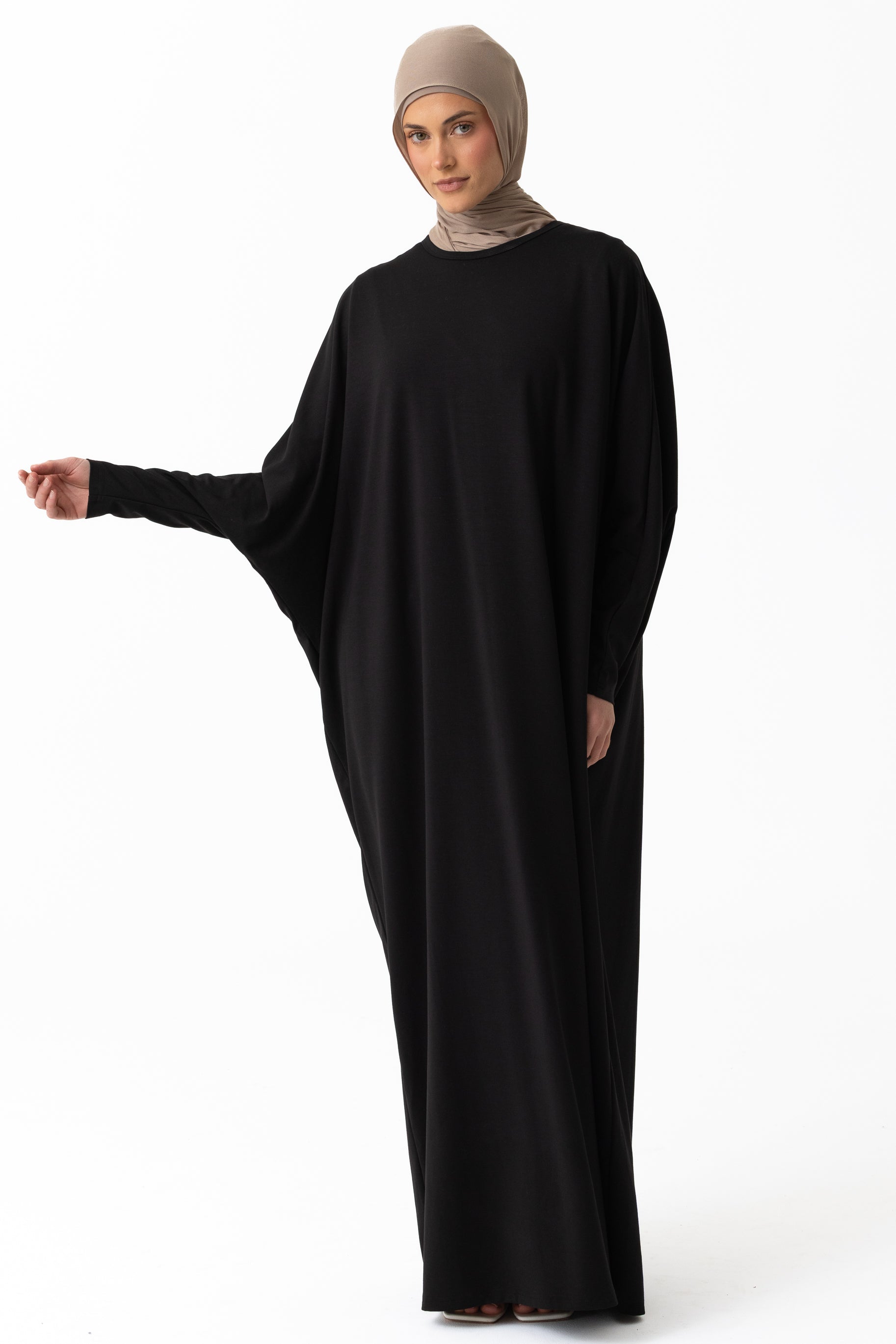 Jersey Batwing Abaya - Black