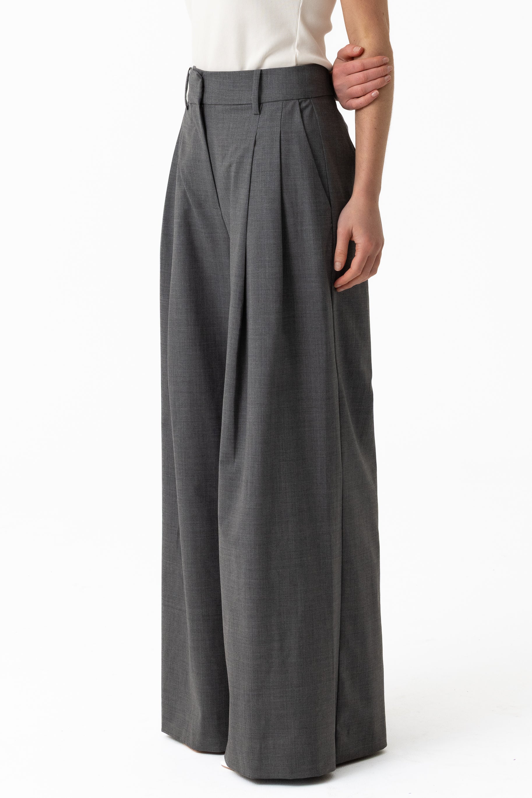 Leena Wool Tailored Pant - Charcoal