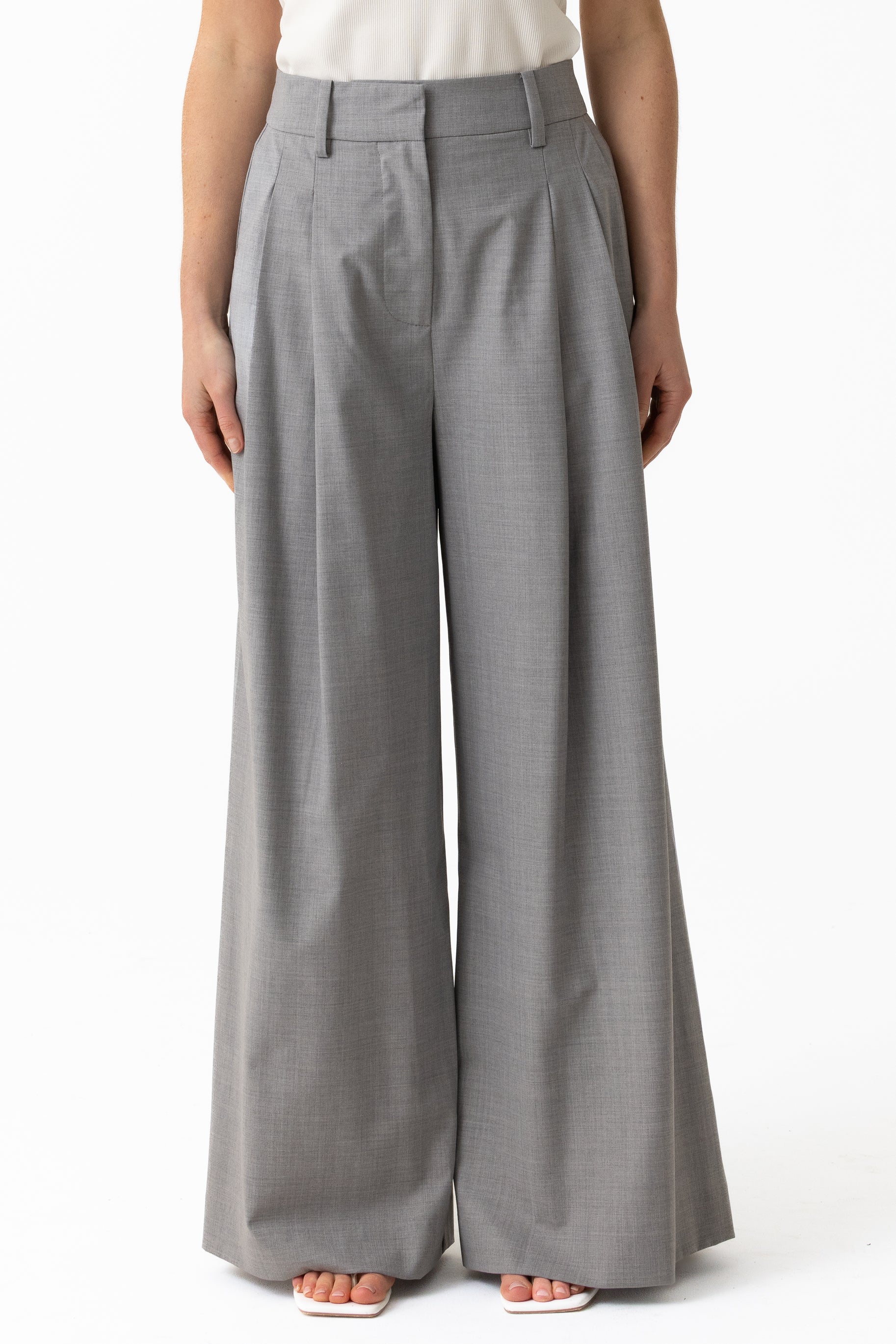 Leena Wool Tailored Pant - Ash Grey