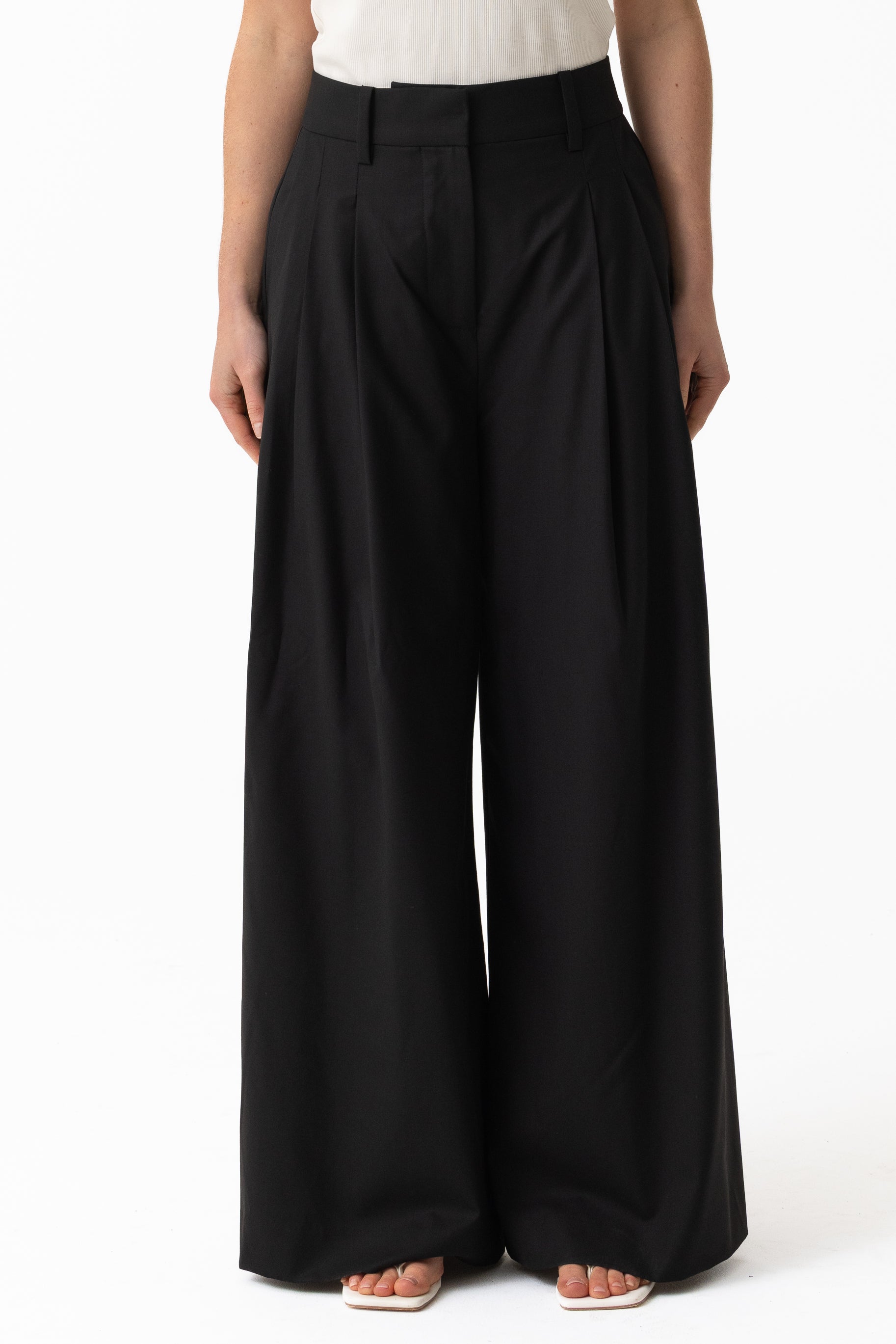 Leena Wool Tailored Pant - Black