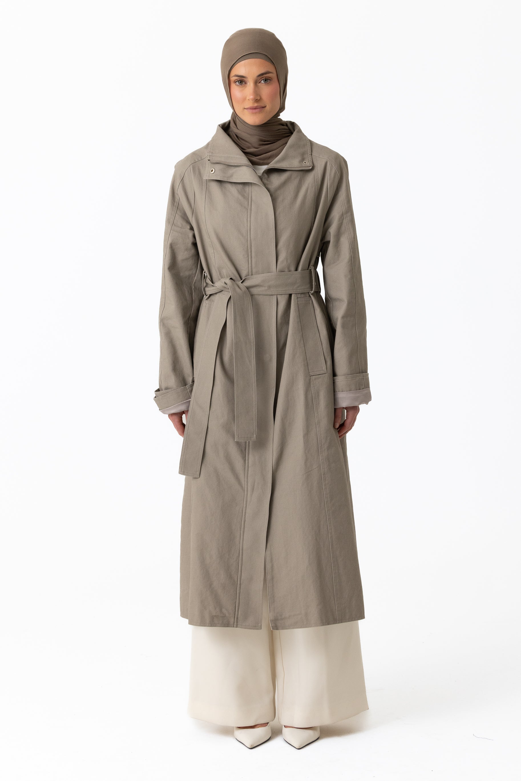 Canvas Trench Coat - Evergreen Fog