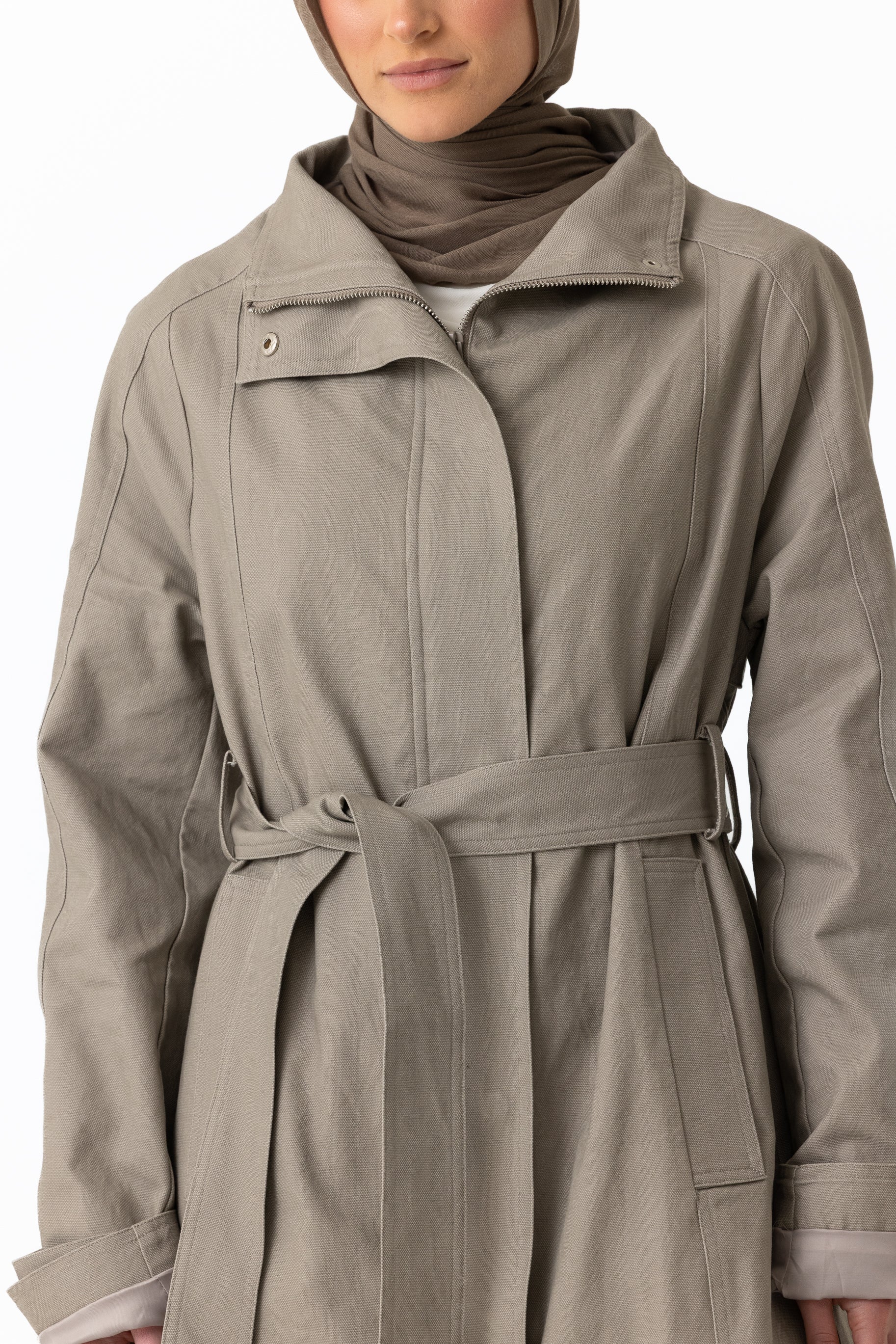 Canvas Trench Coat - Evergreen Fog