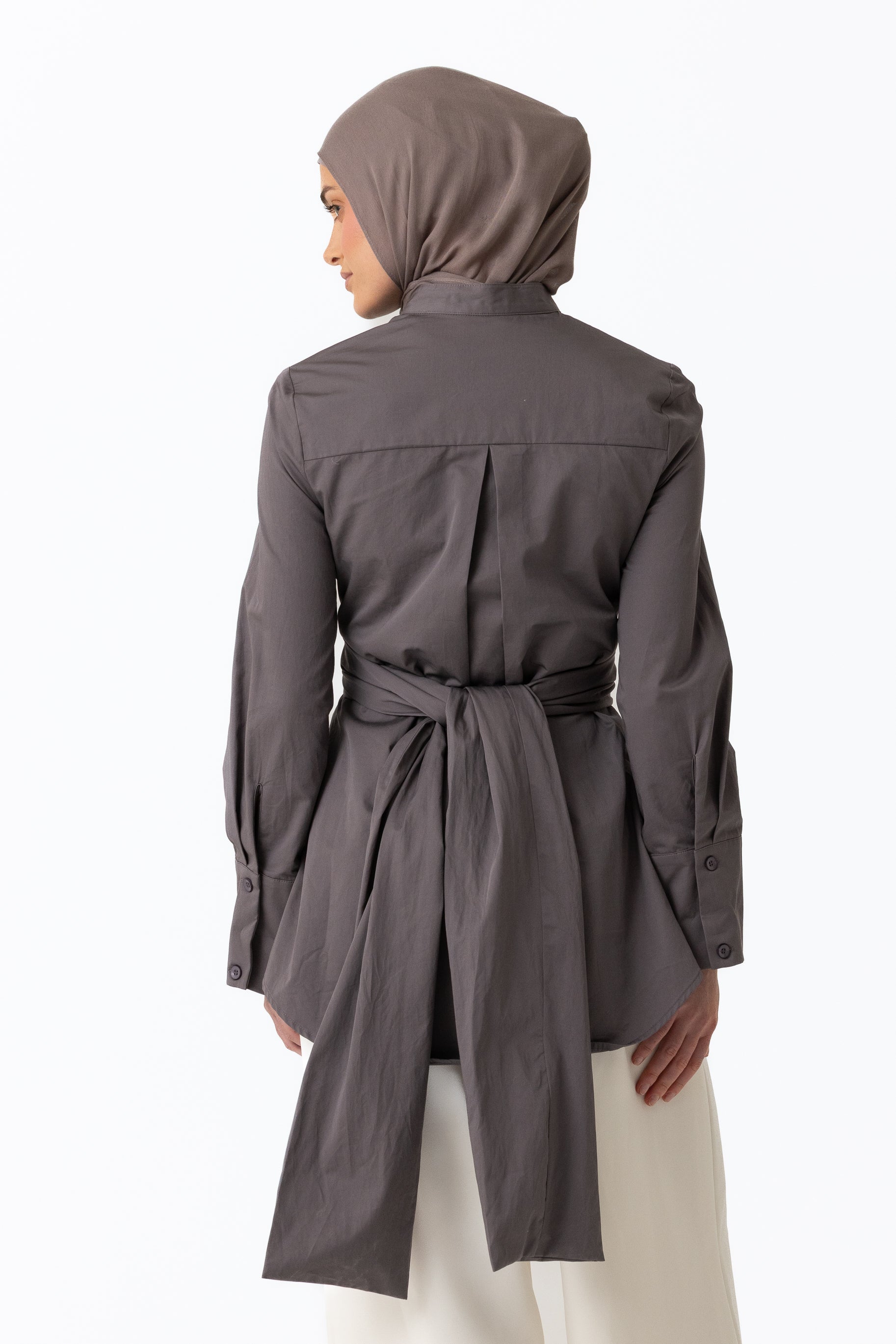 Crossover Cotton Shirt - Graphite