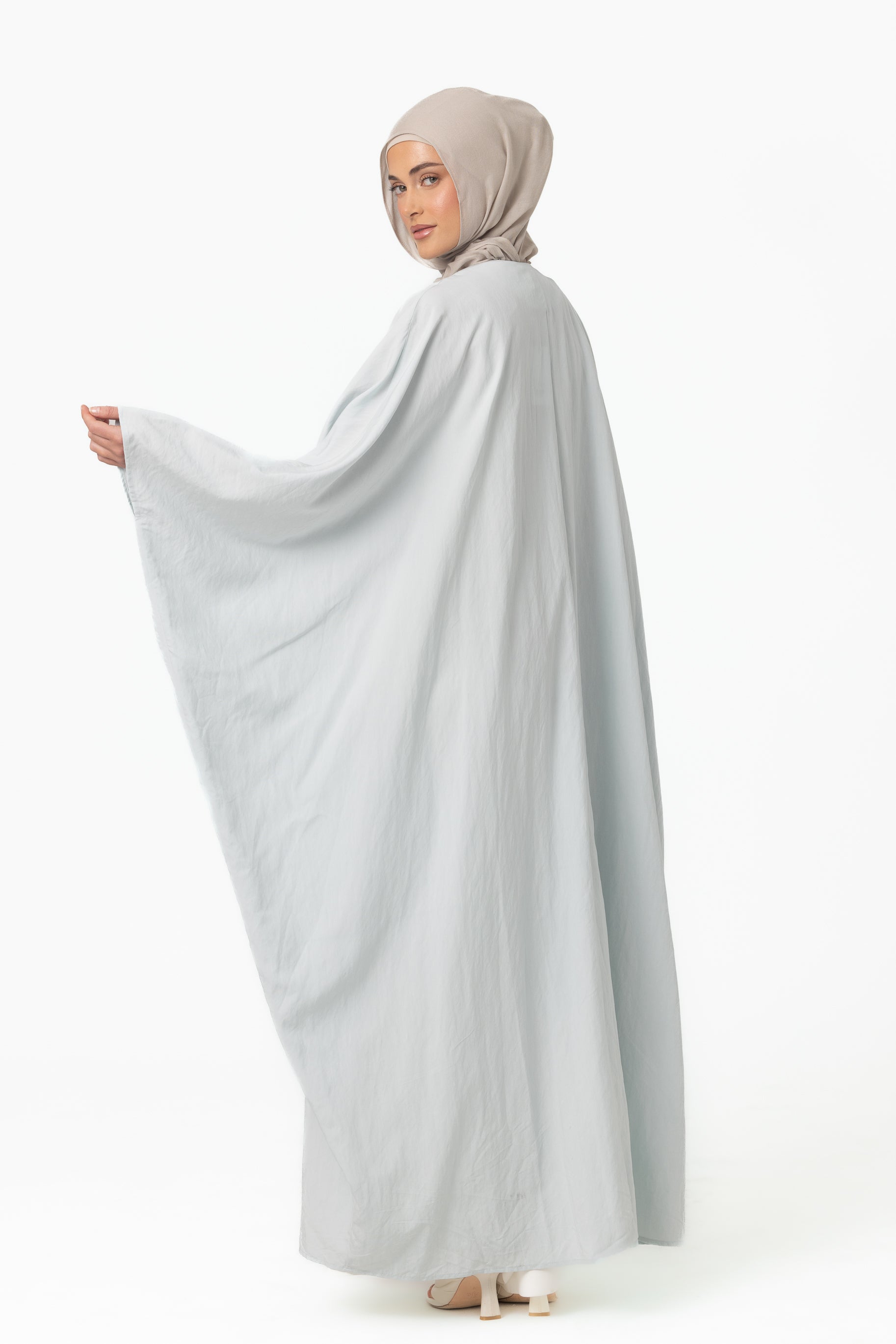 Noor Batwing Open Abaya - Ice Blue