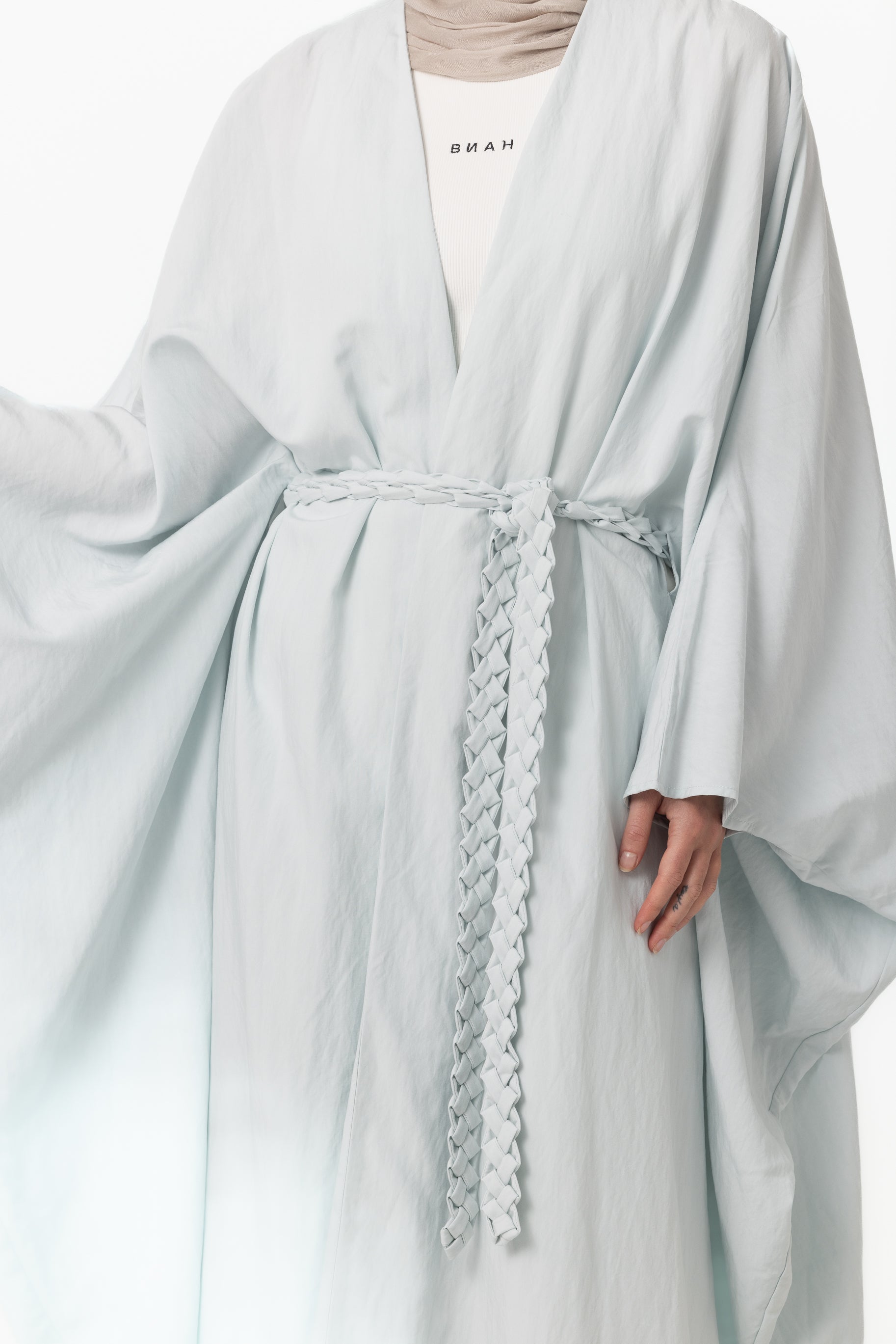 Noor Batwing Open Abaya - Ice Blue