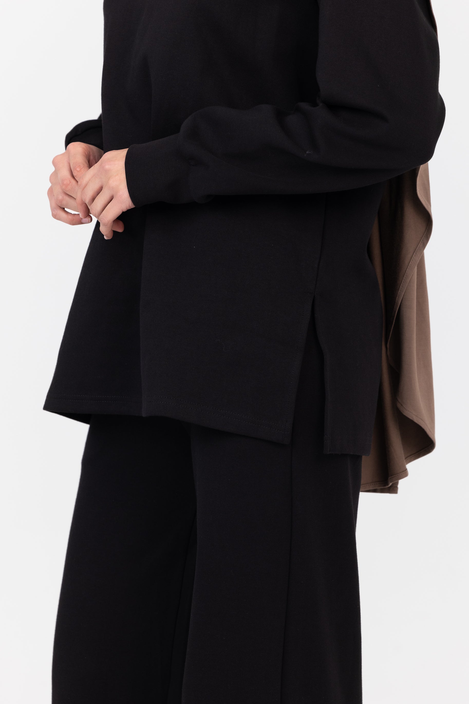 Everyday Longline Cotton Top - Black