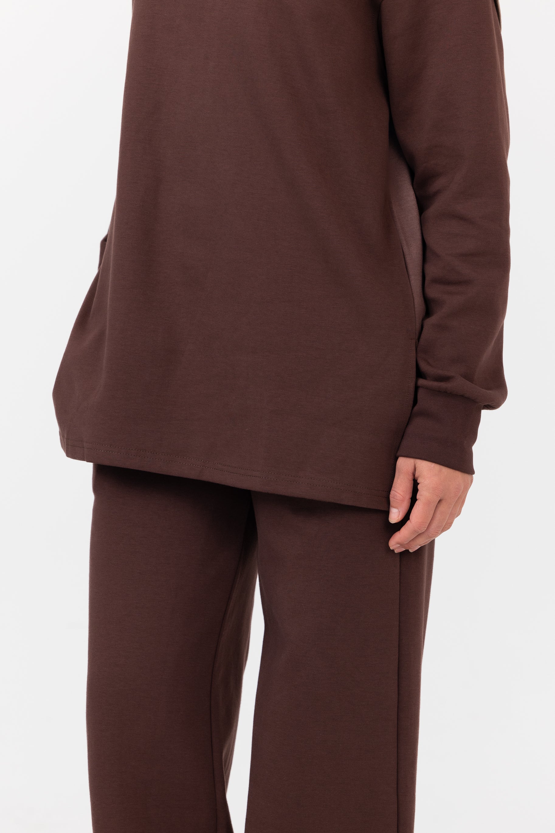 Everyday Longline Cotton Top - Coffee