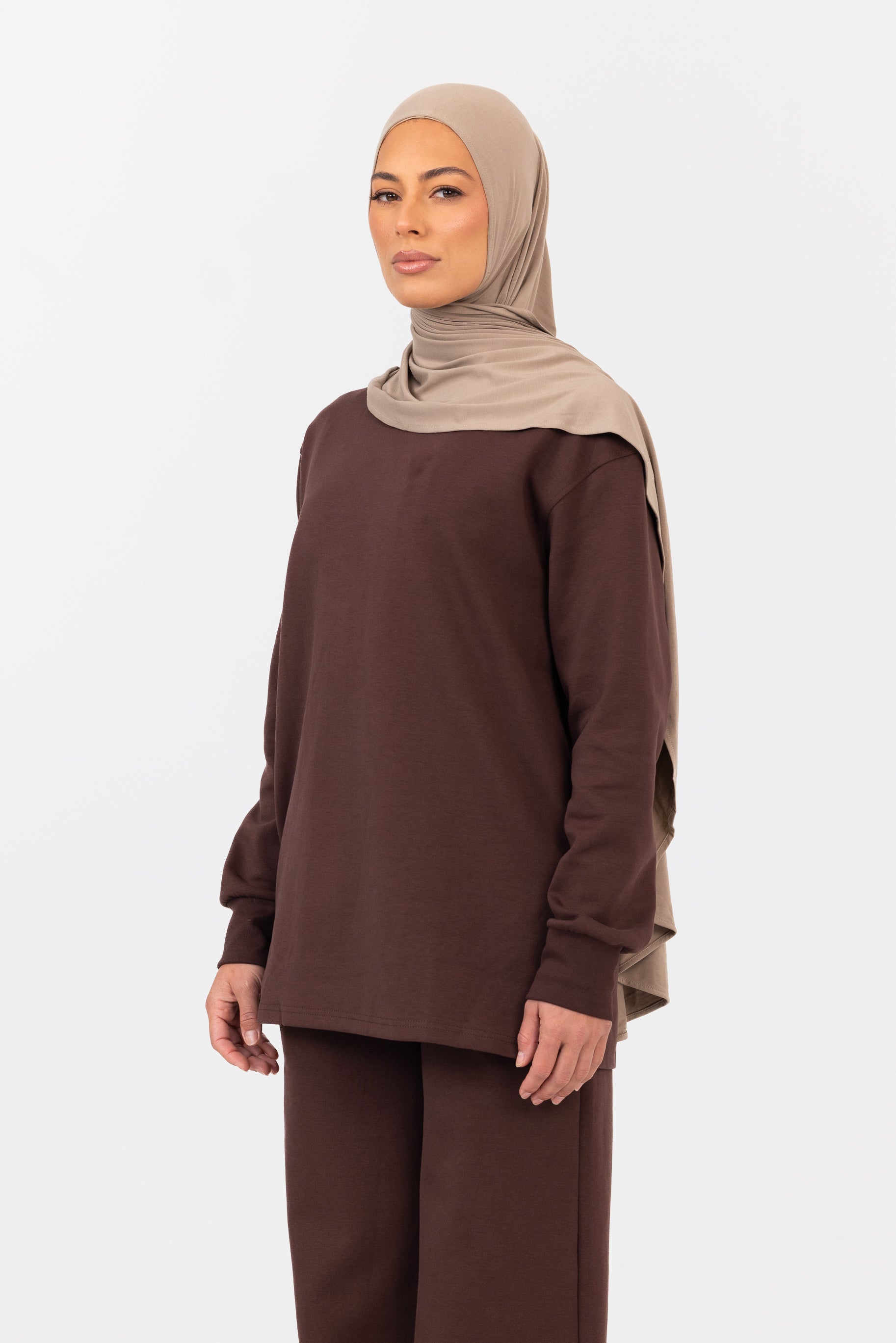 Everyday Longline Cotton Top - Coffee