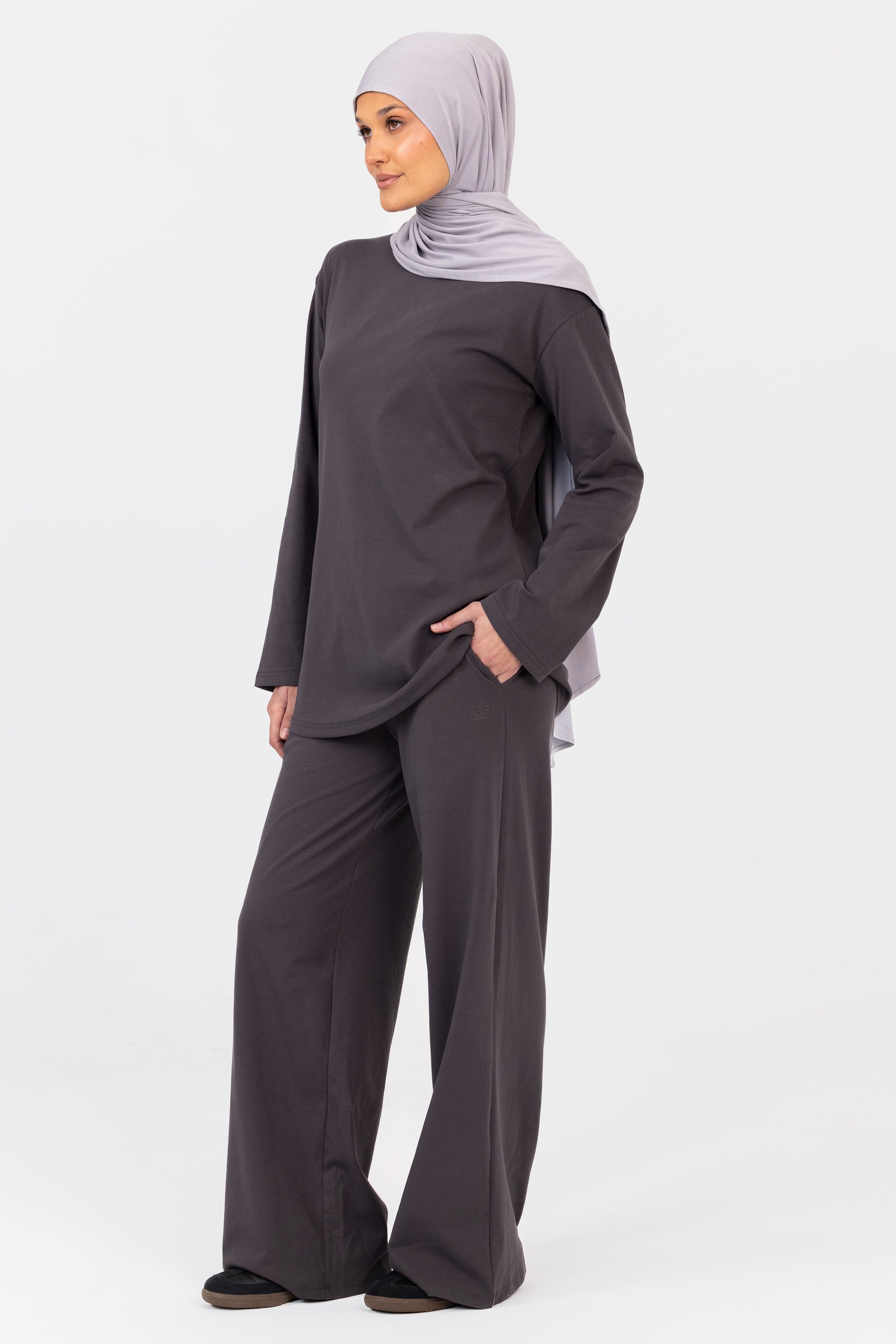 Everyday Wide Leg Pants - Charcoal