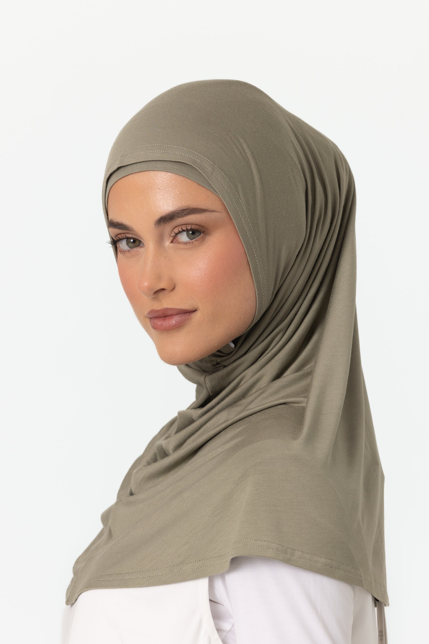 Womens 2pc Jersey Hijab - Olive