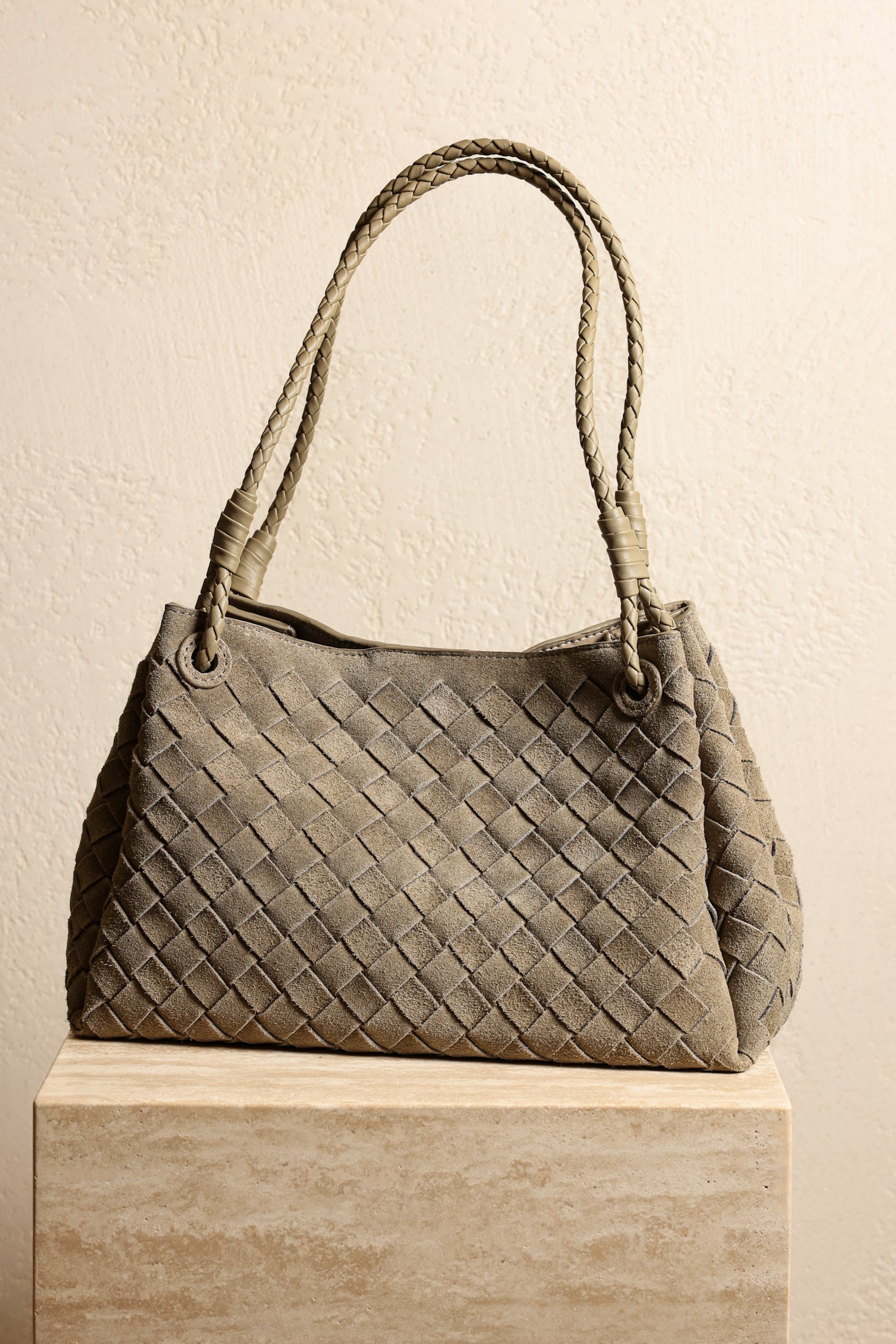 Amia Suede Shoulder Bag - Beige