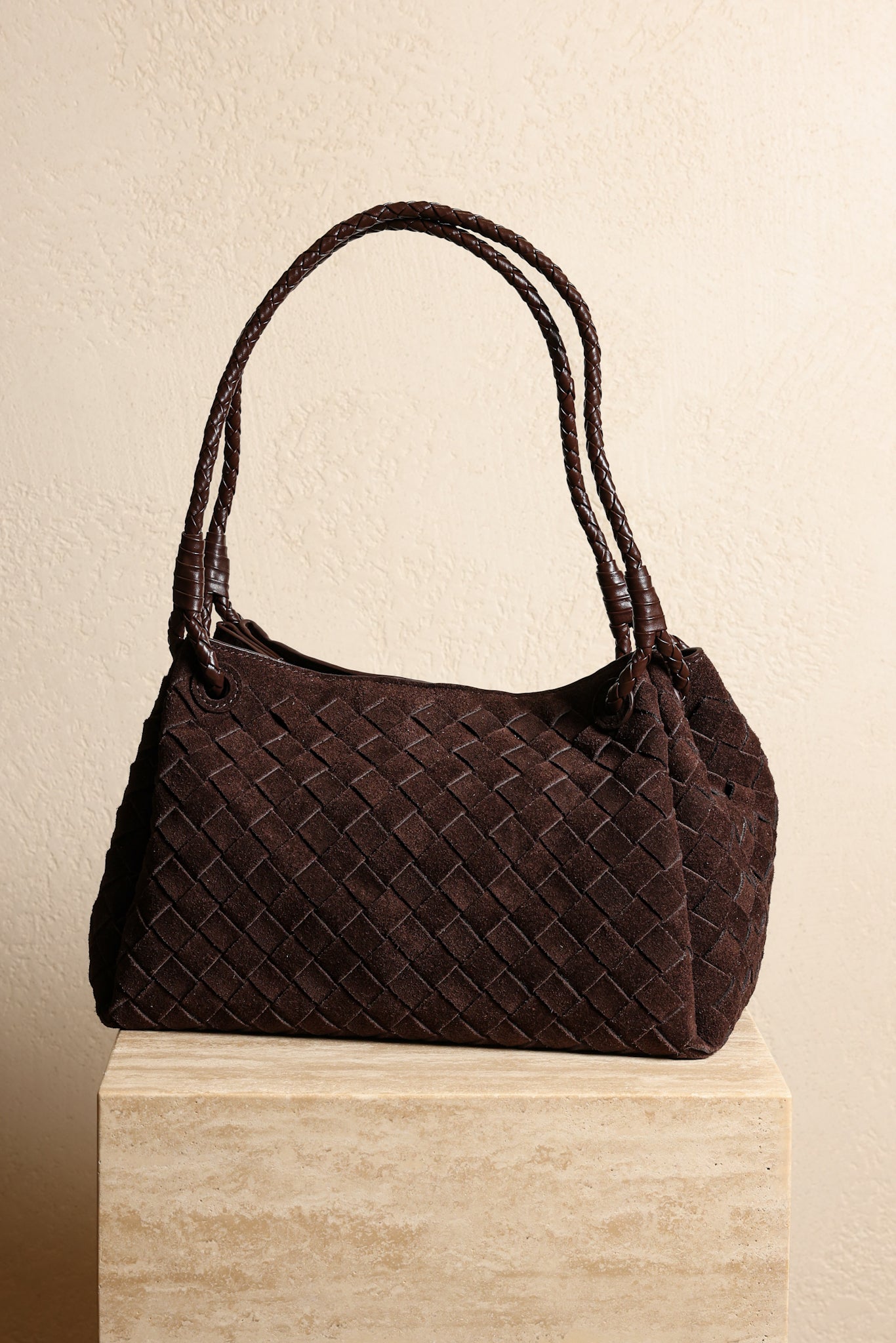 Amia Suede Shoulder Bag - Chocolate
