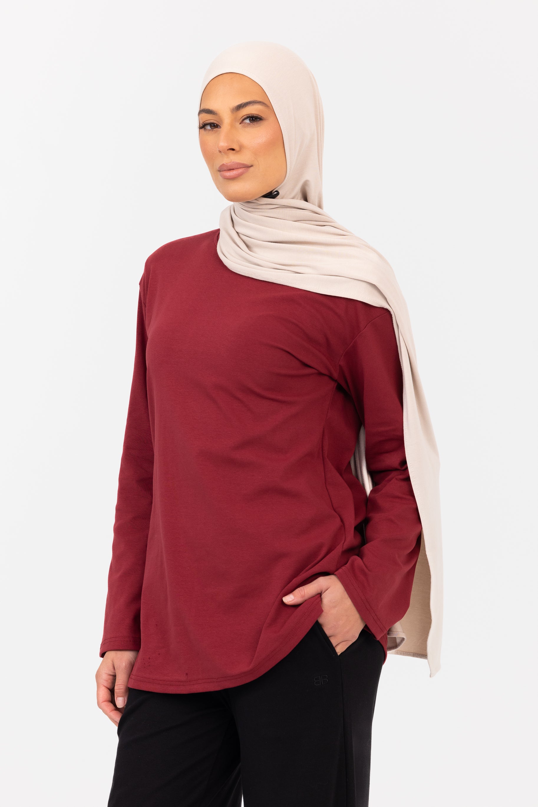 Everyday Crew Neck Top - Maroon