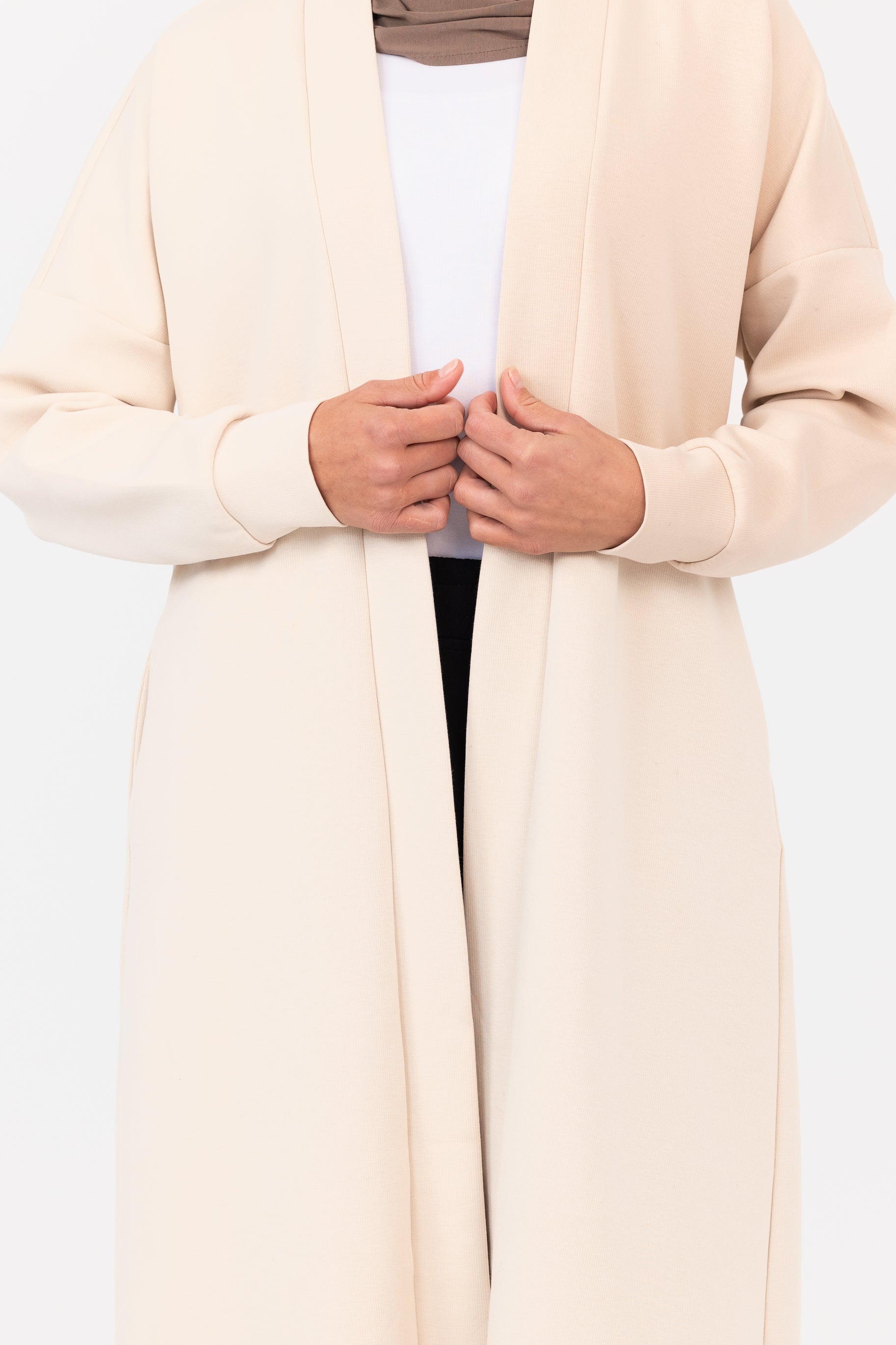 Everyday Winter Open Abaya - Ecru