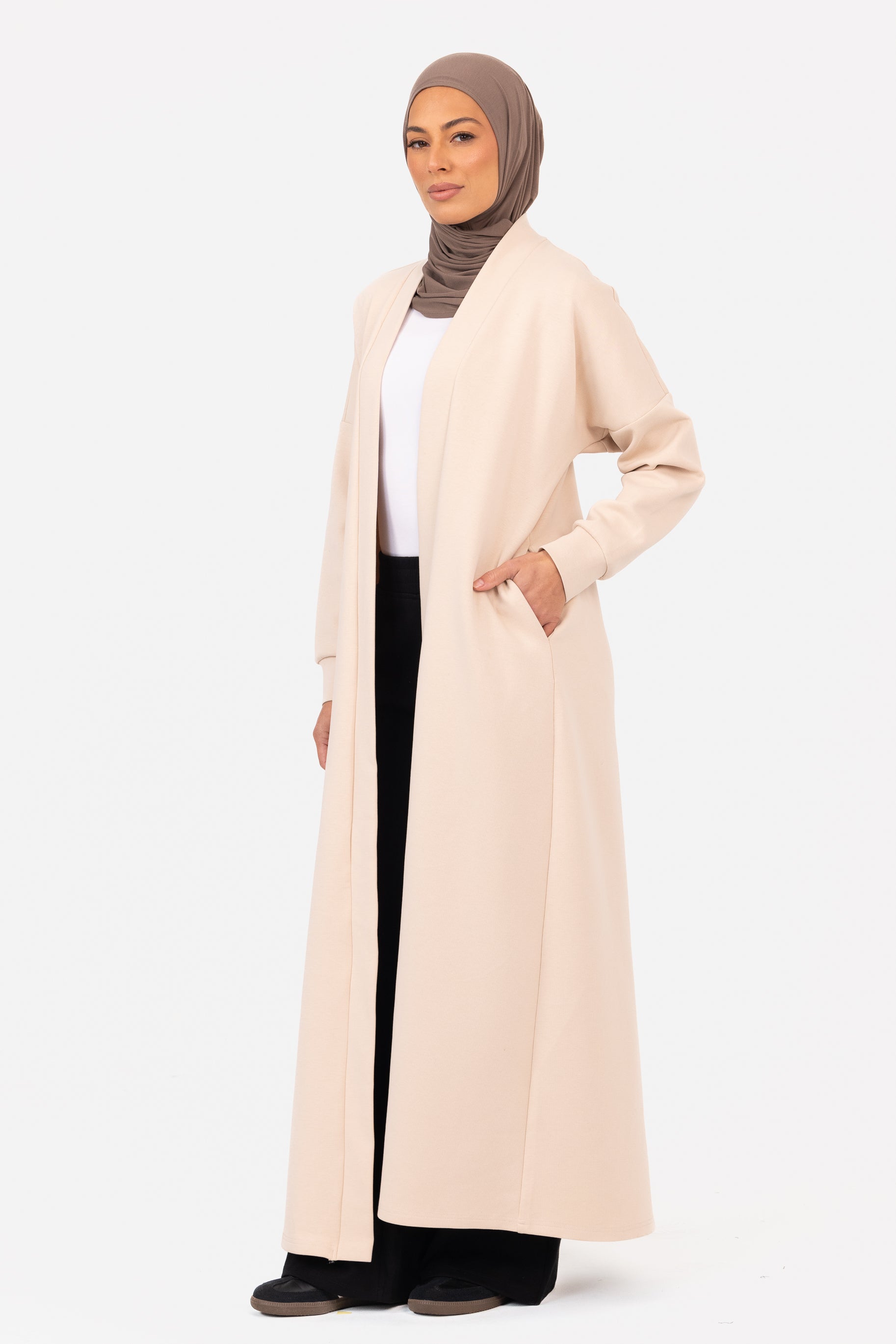 Everyday Winter Open Abaya - Ecru