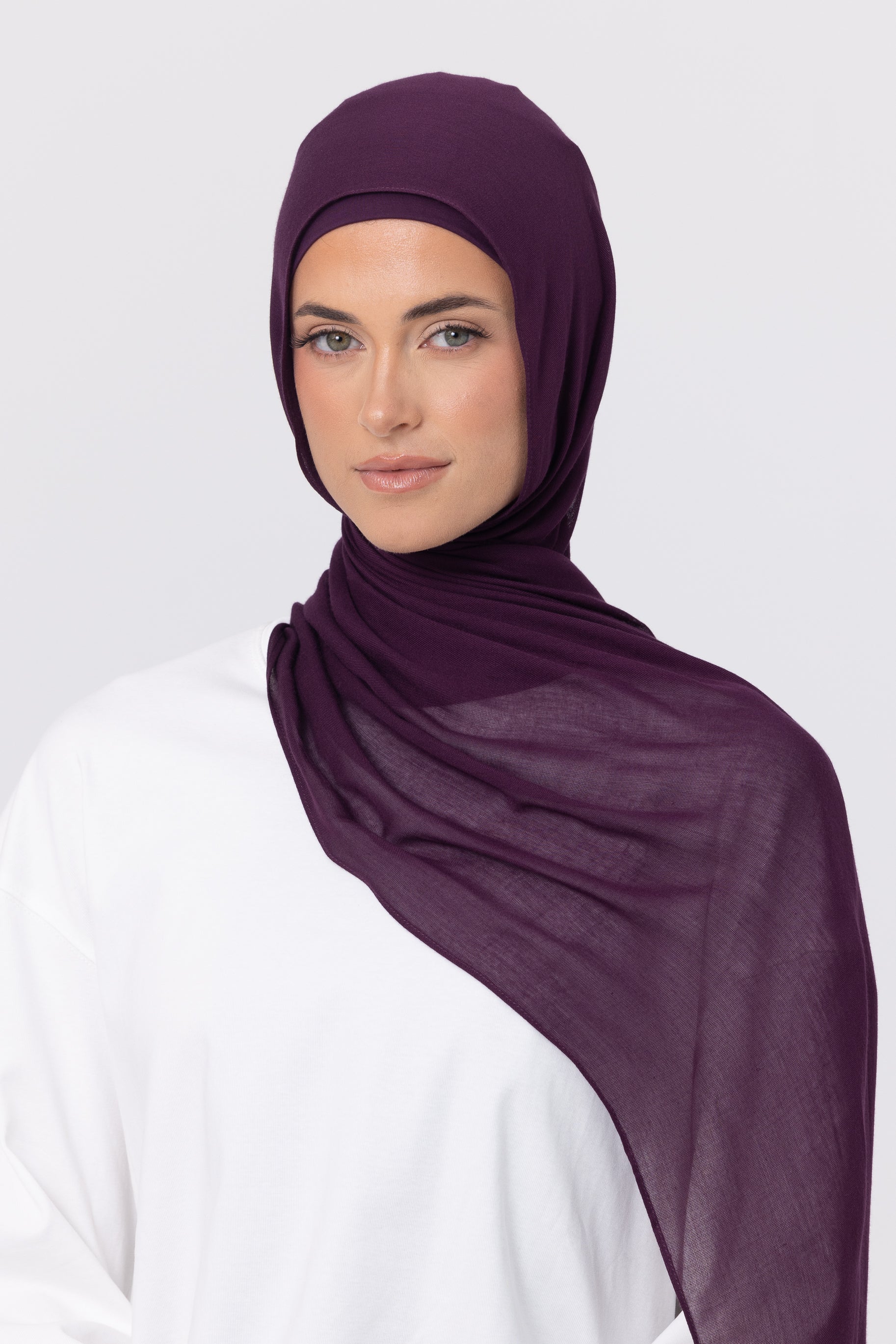 Single Stitched Modal Hijab Set - Eggplant