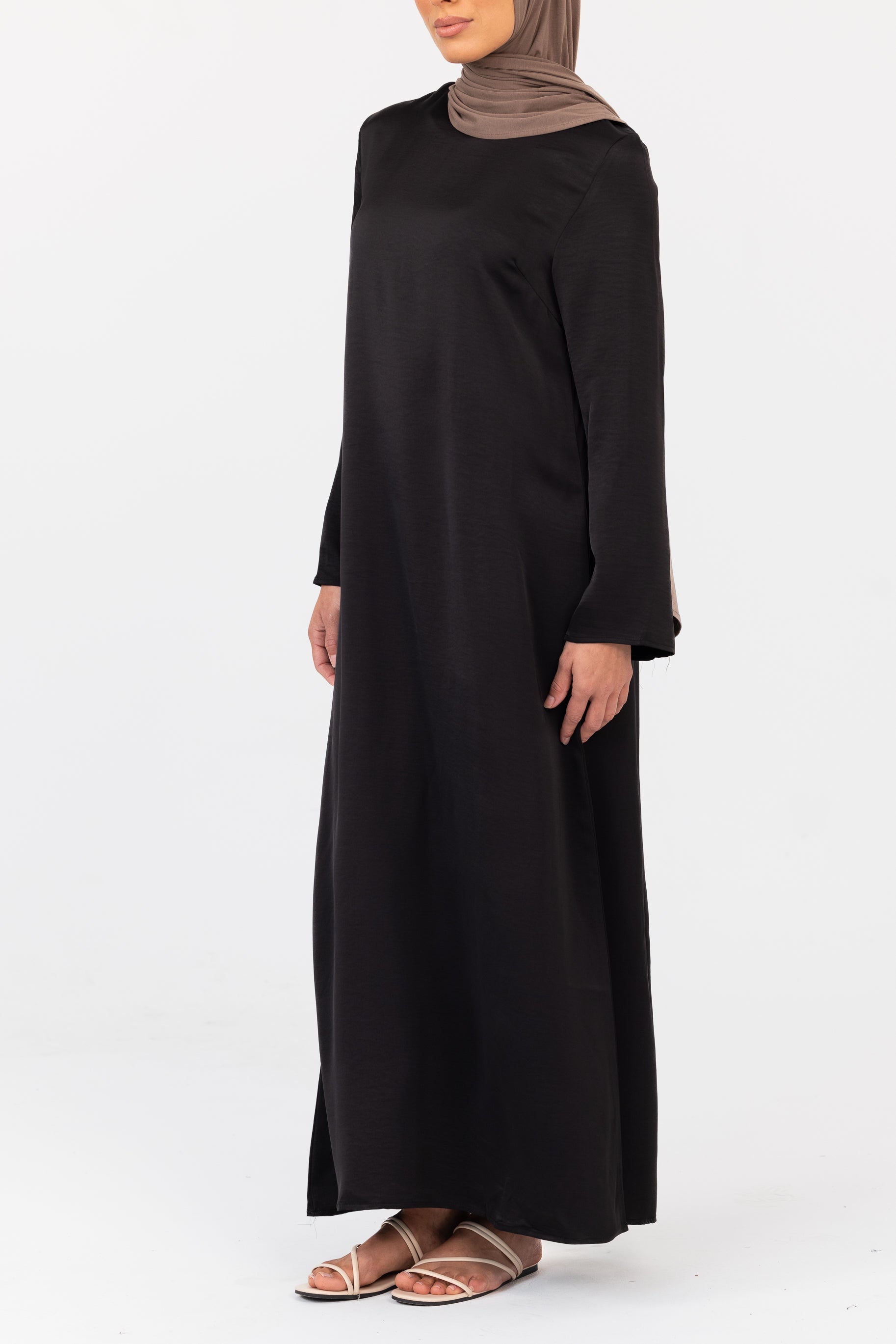 Saylor Satin Slip Dress - Black