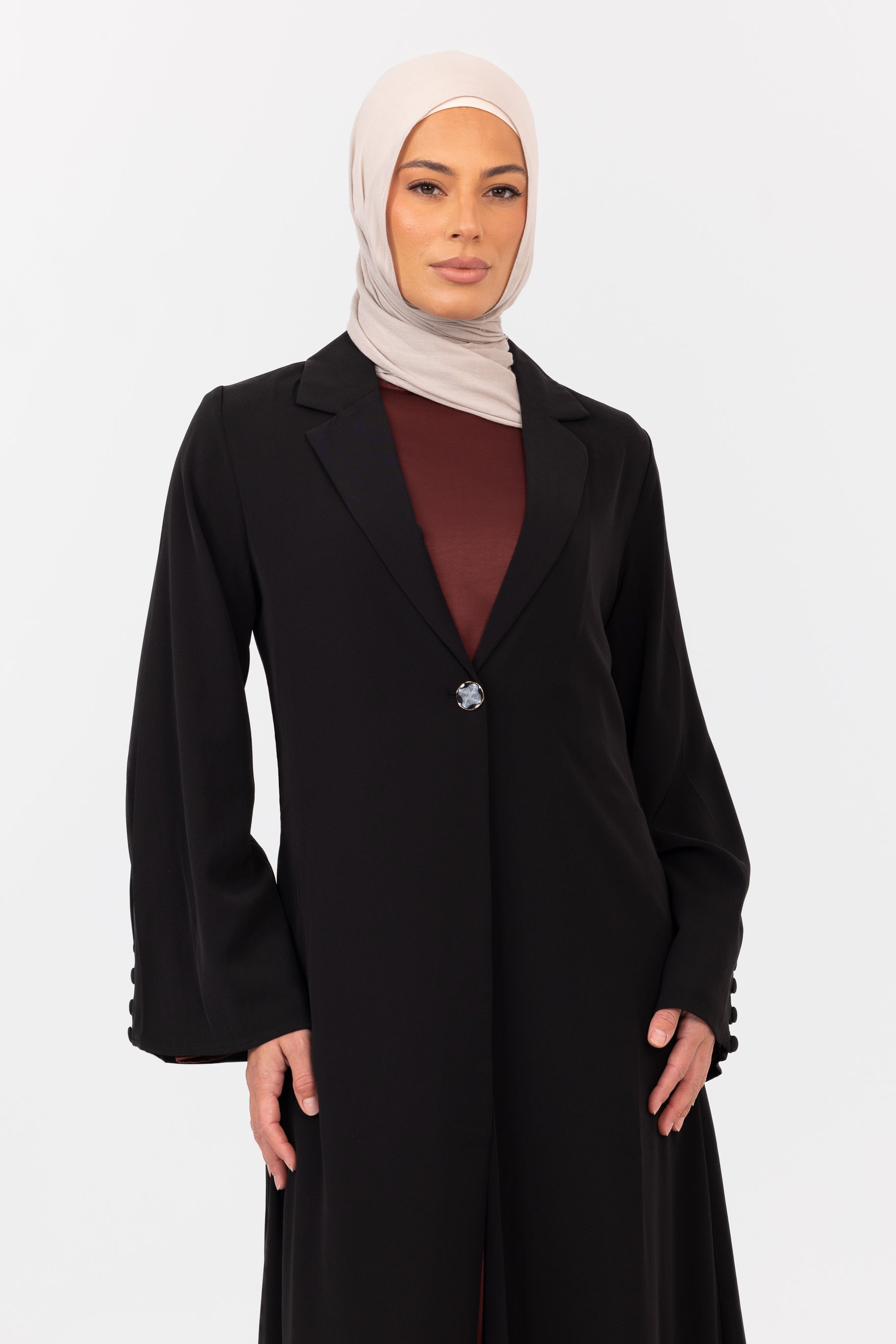 Lunar Tailored Open Abaya - Black