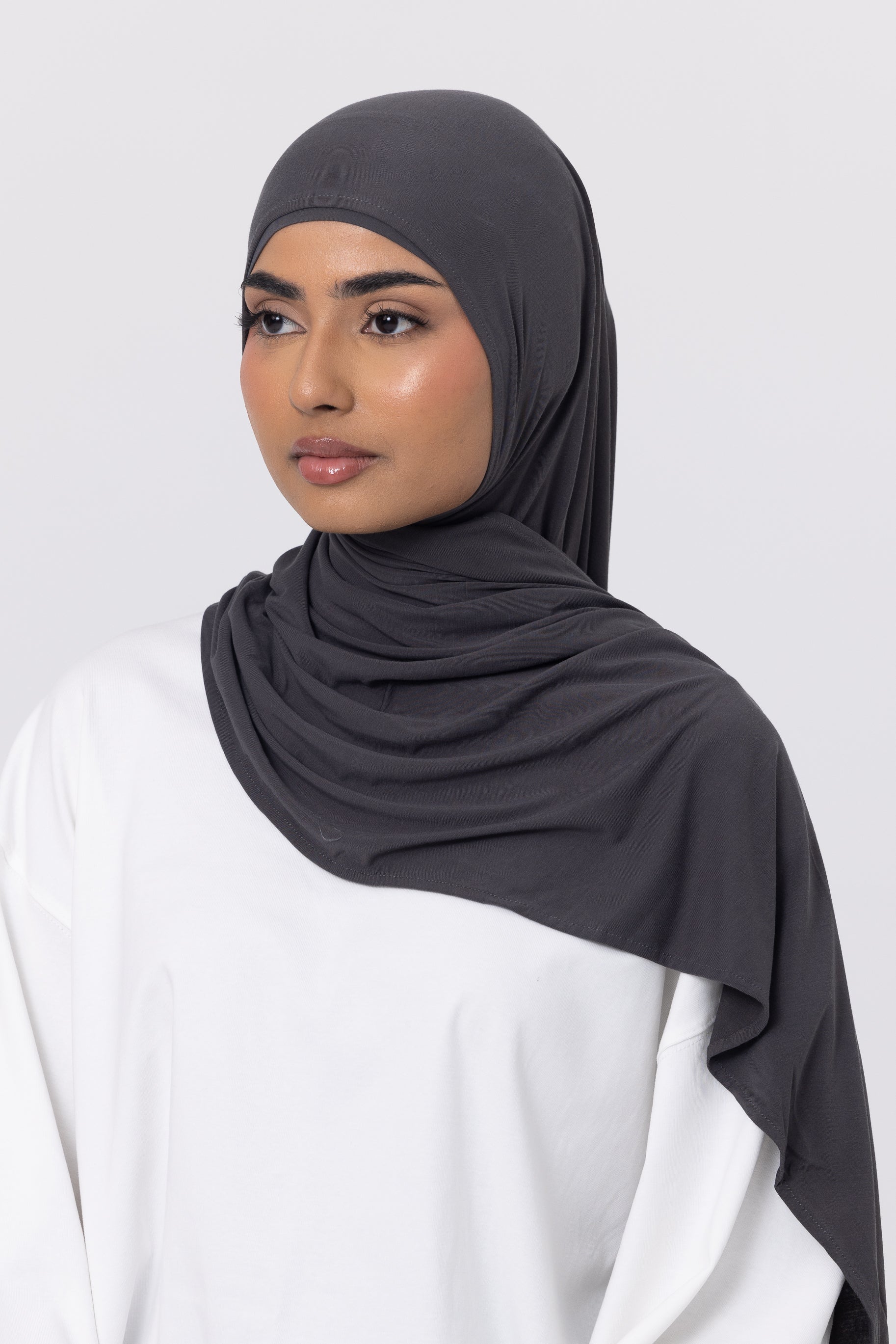 Bamboo Jersey Hijab Set - Coal