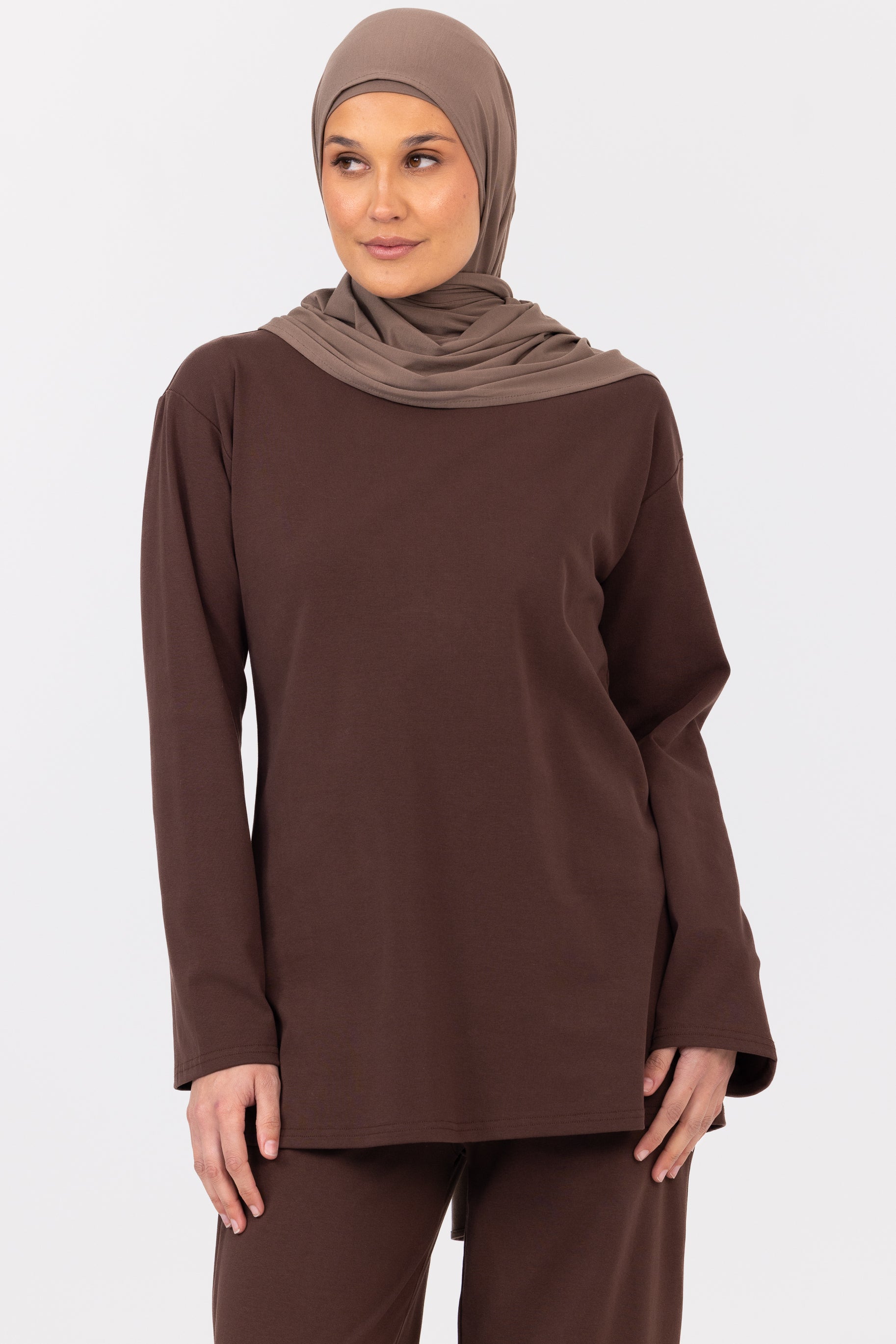Everyday Crew Neck Top - Chocolate