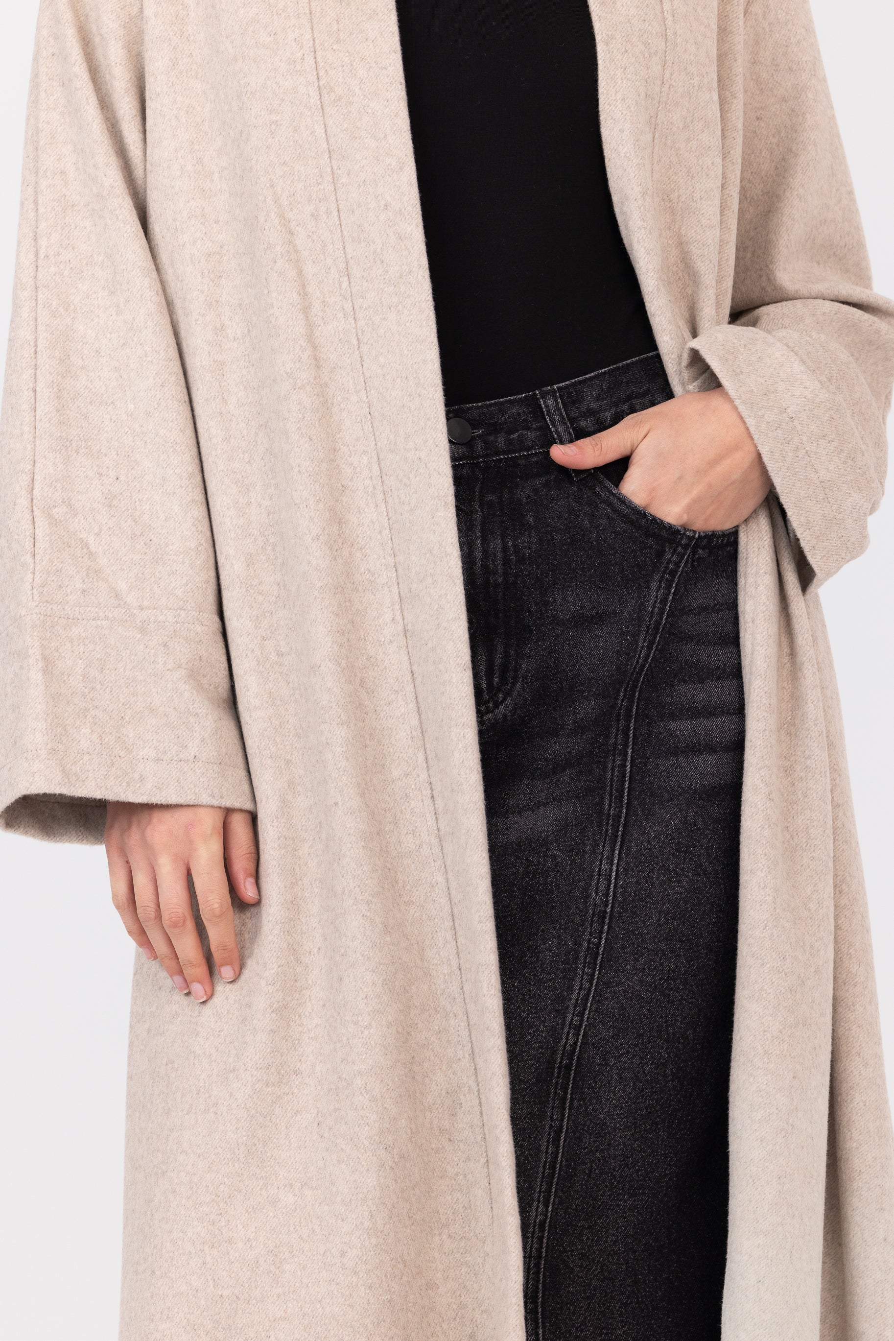 Willow Wool Open Abaya -  Storm Grey