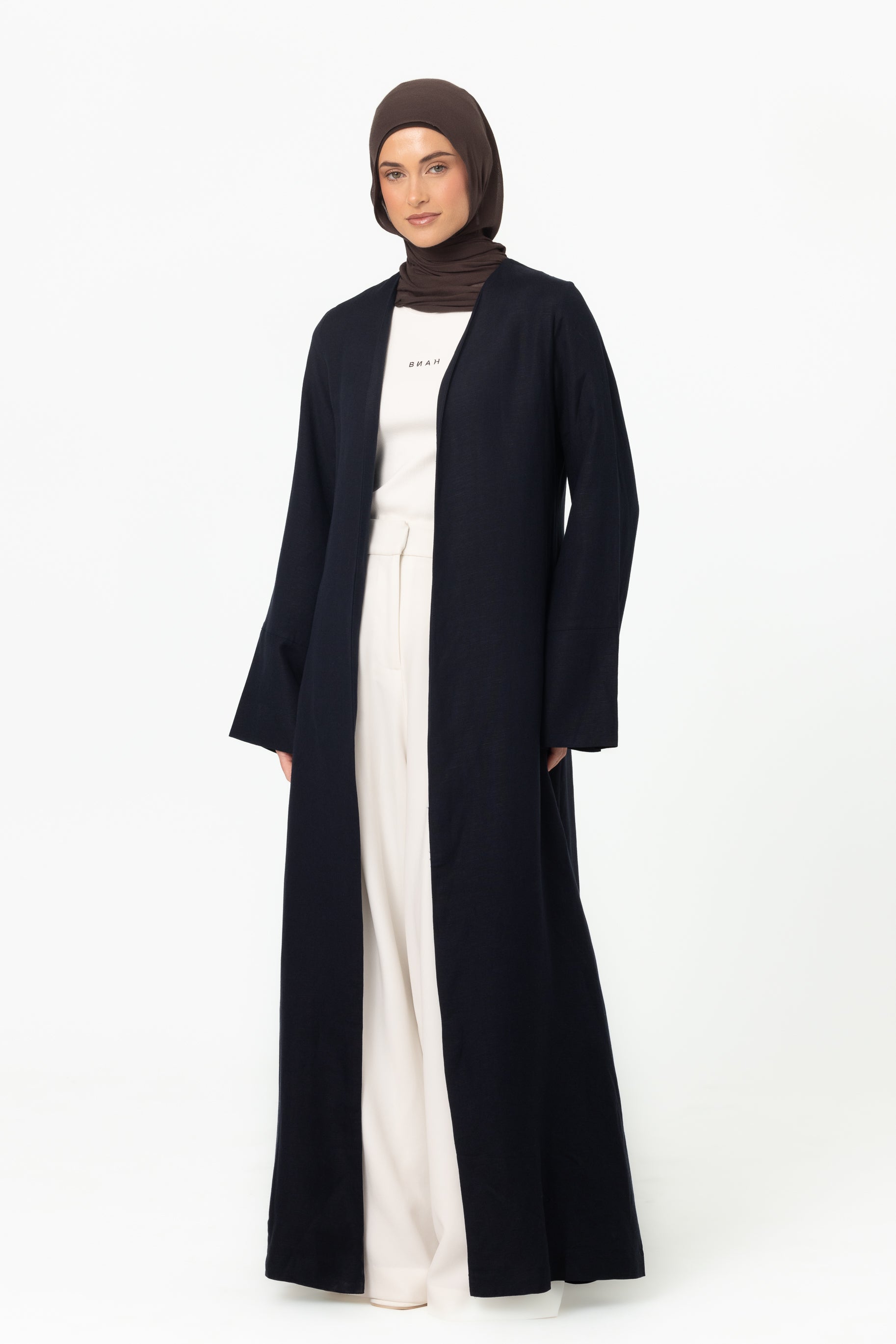 Naila Open Abaya - Navy