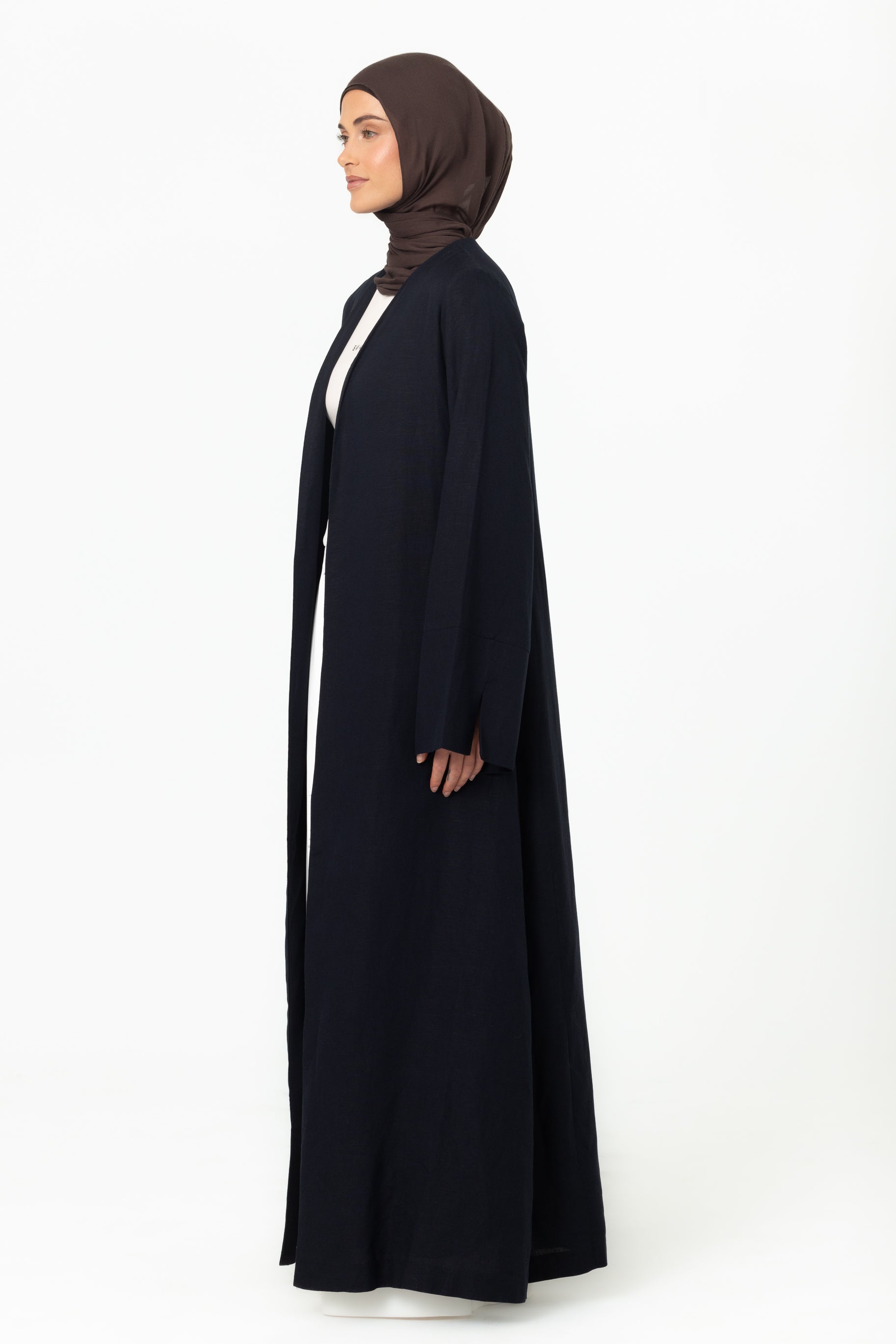 Naila Open Abaya - Navy