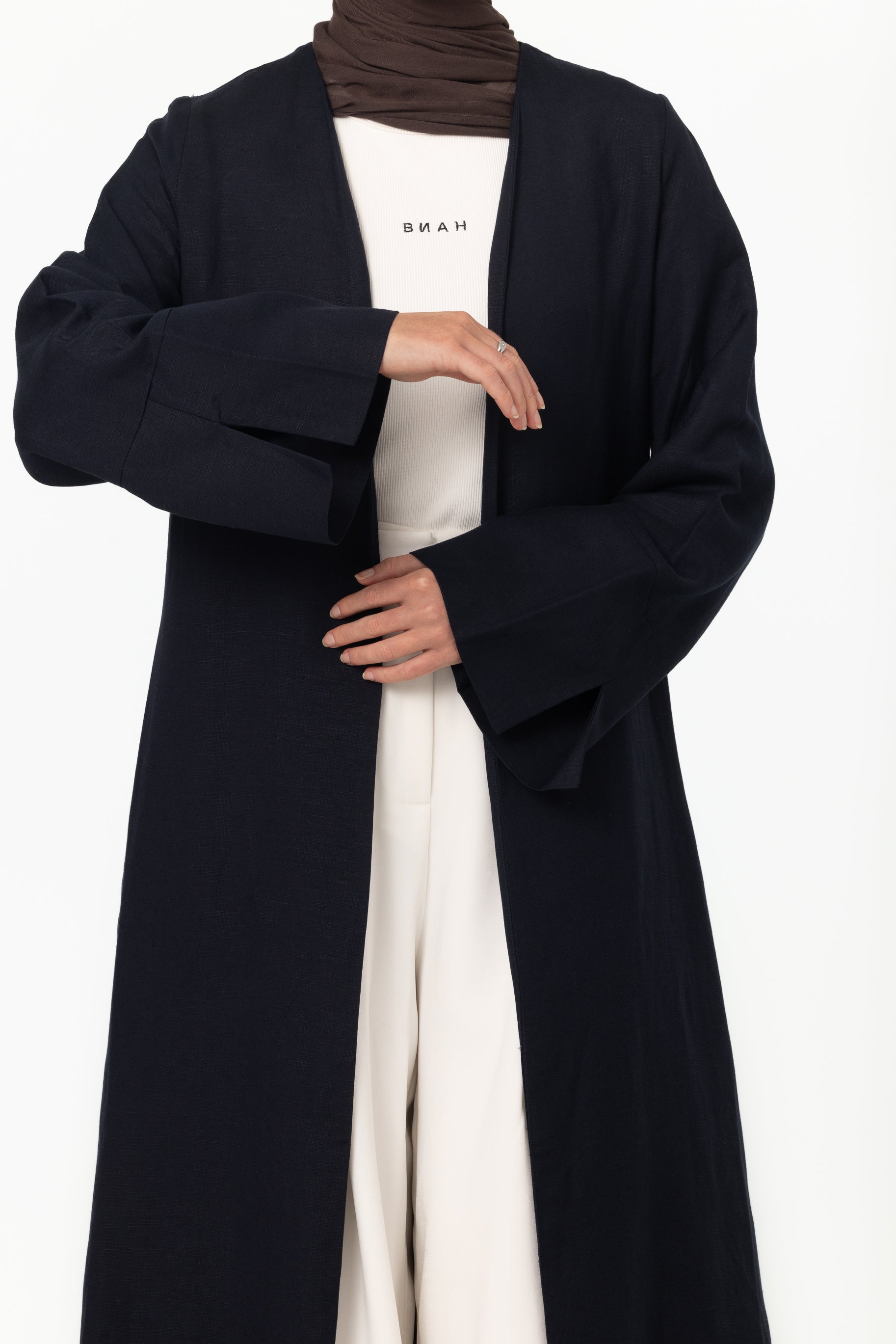 Naila Open Abaya - Navy