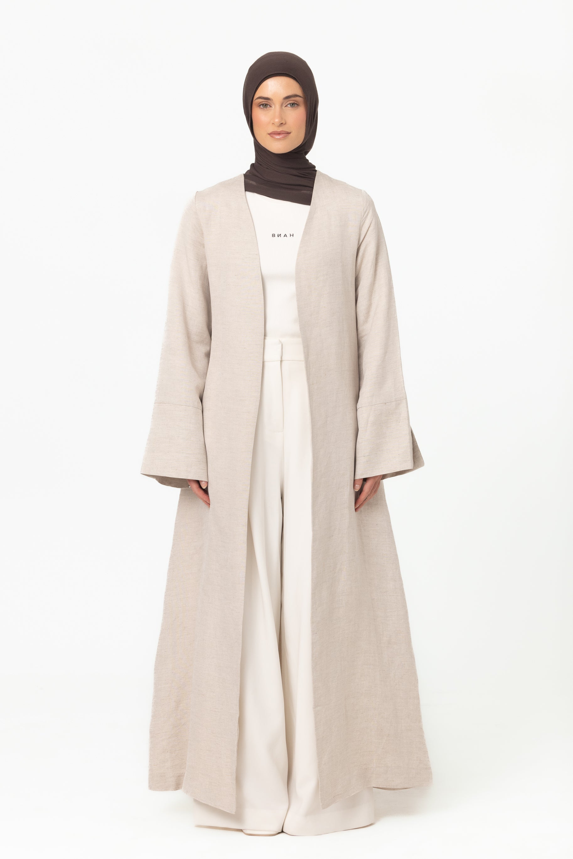 Naila Open Abaya - Natural