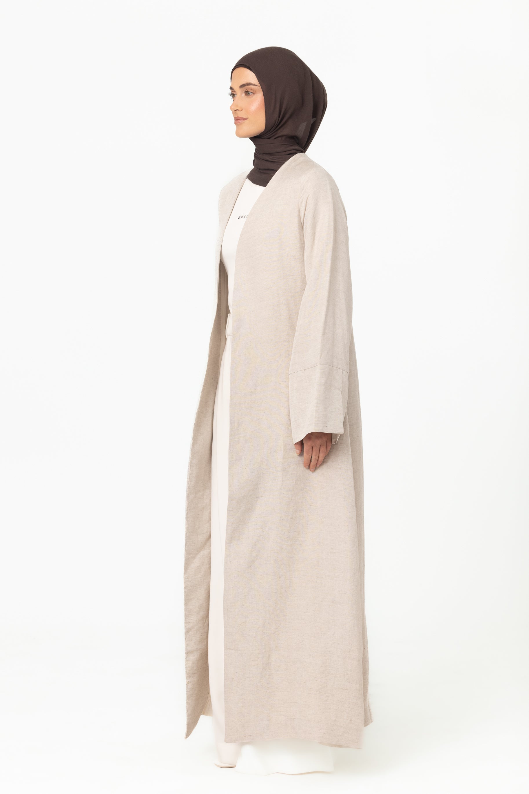 Naila Open Abaya - Natural