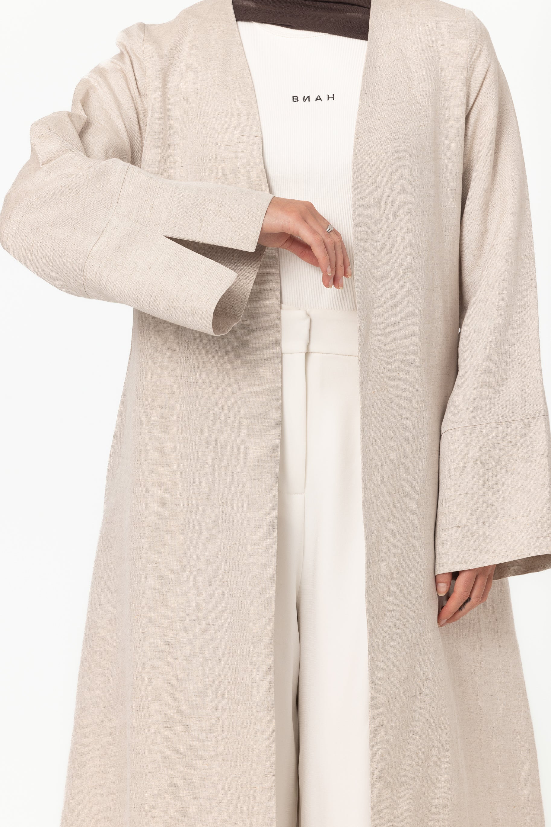 Naila Open Abaya - Natural