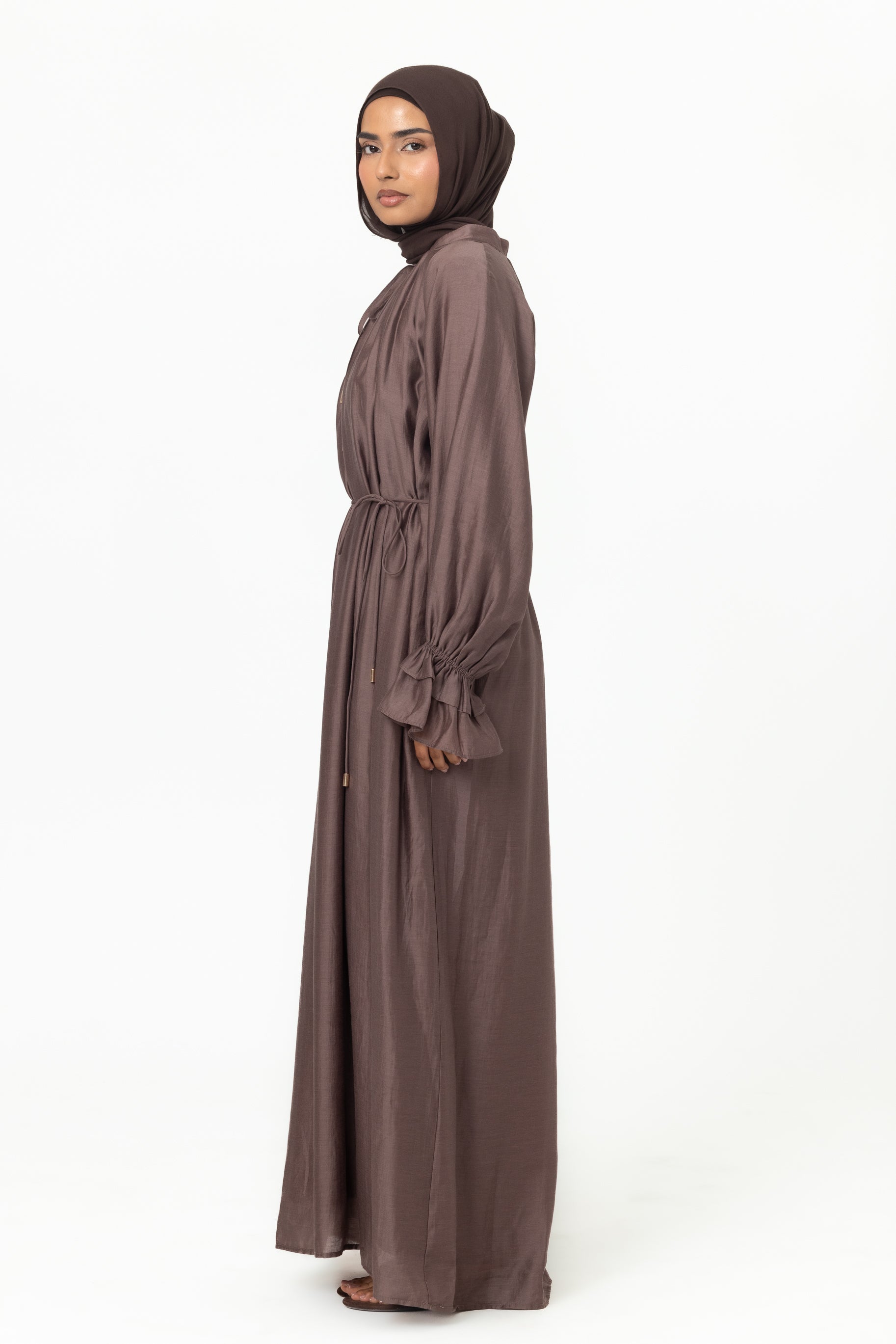 Zaria Chiffon Abaya - Chocolate Plum