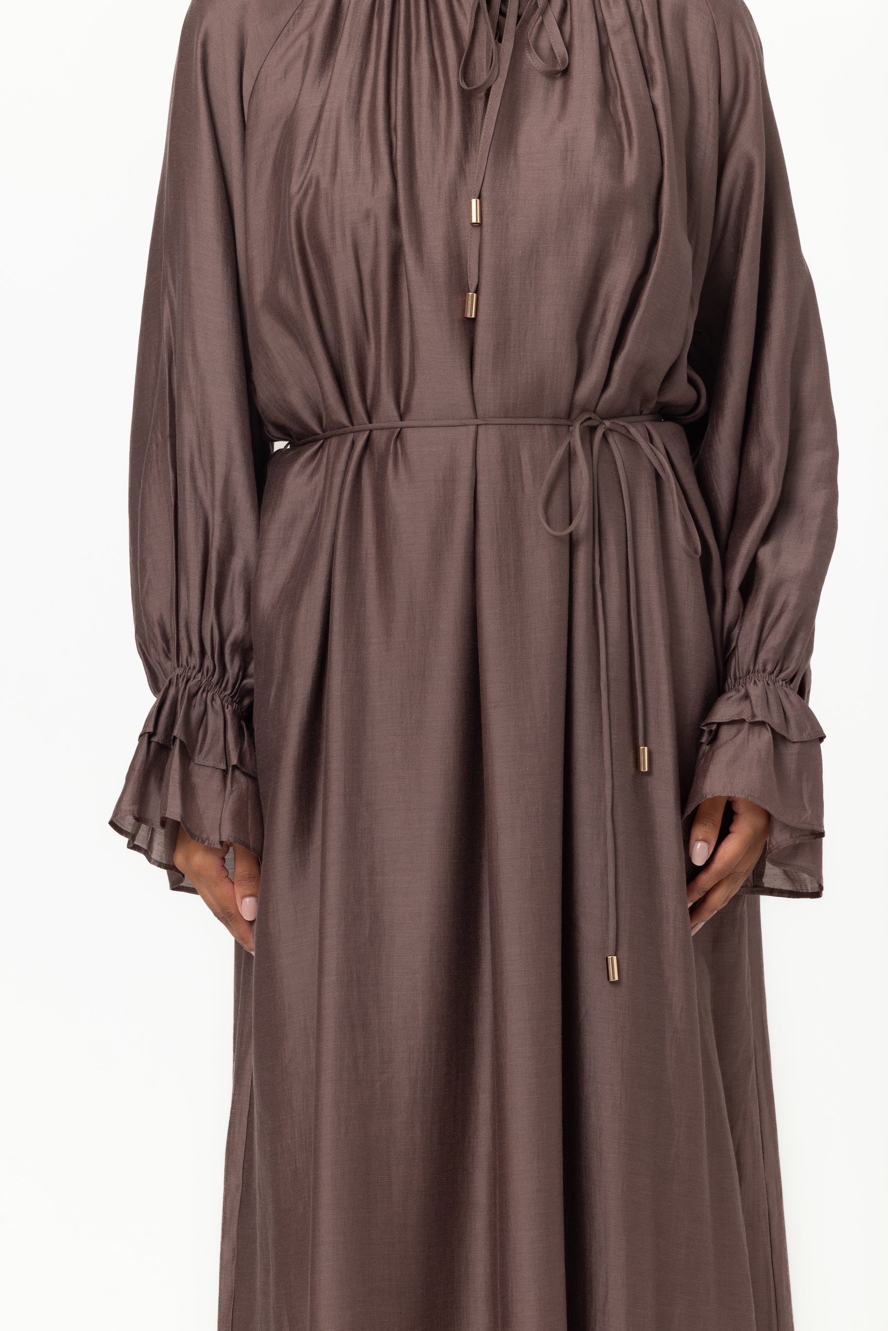 Zaria Chiffon Abaya - Chocolate Plum