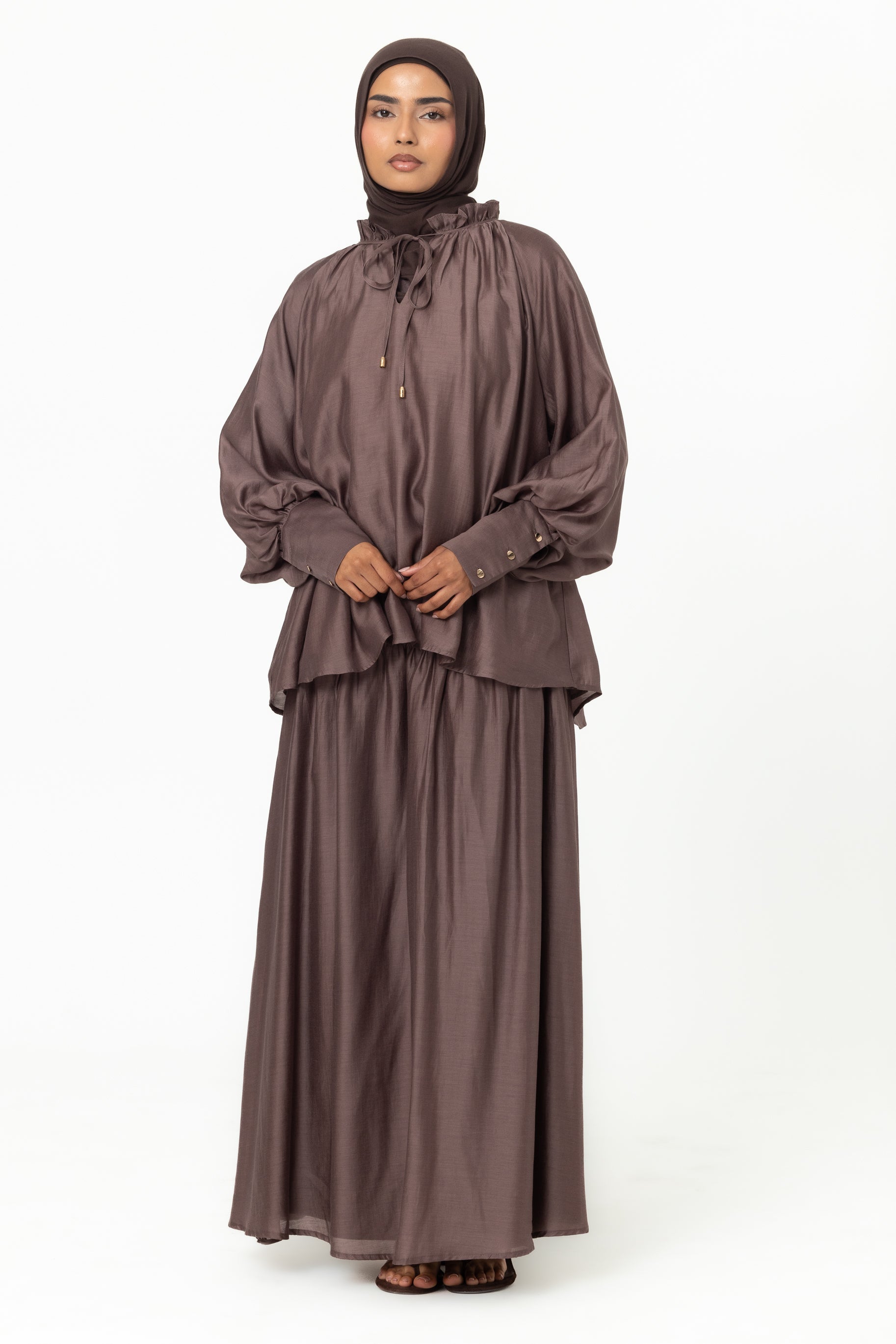 Zaria Chiffon Blouse - Chocolate Plum