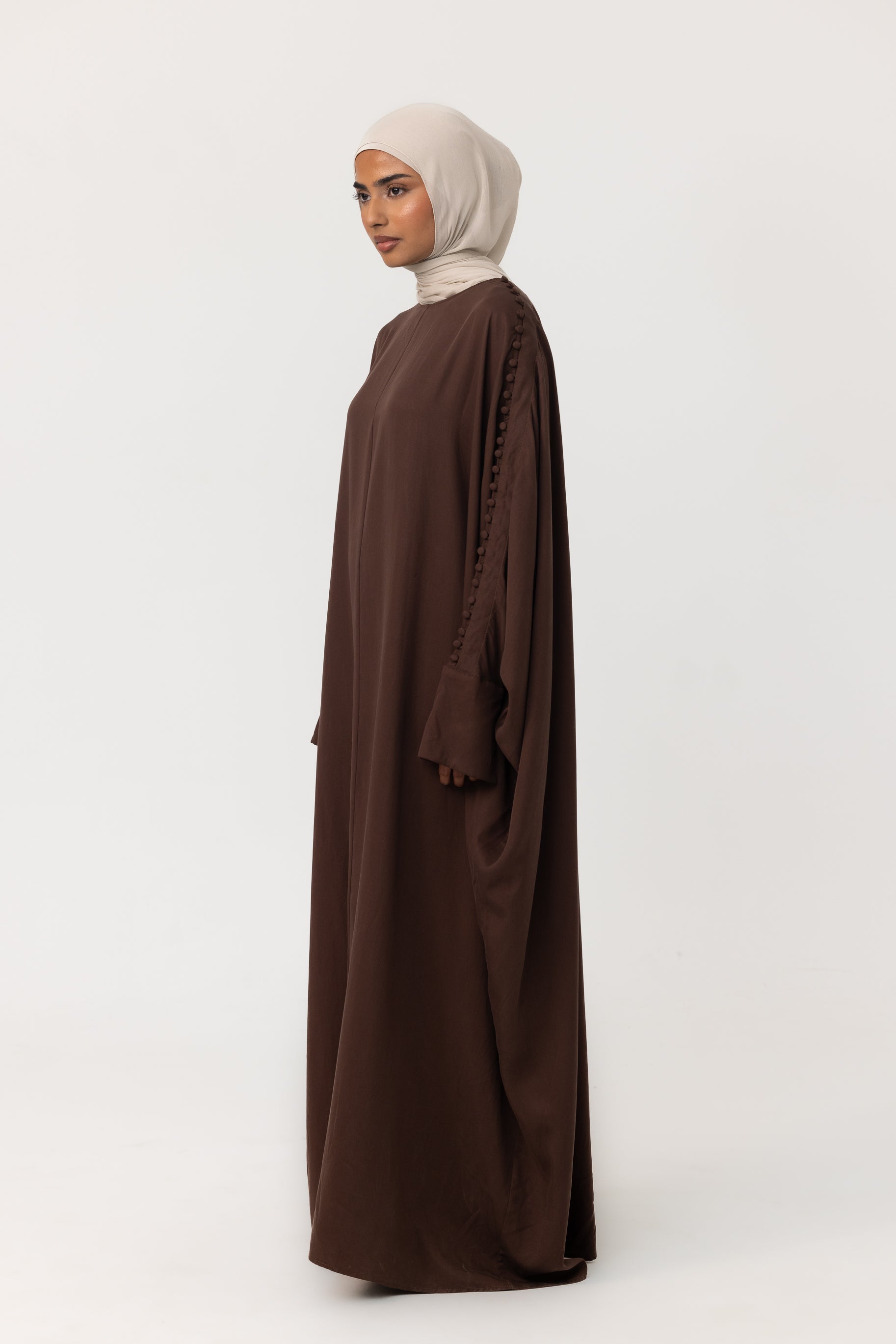 Leana Batwing Abaya - Chocolate