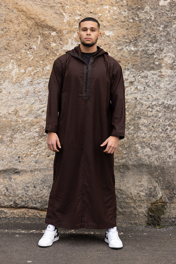 Moroccan Long Sleeve Winter Thobe - Brown