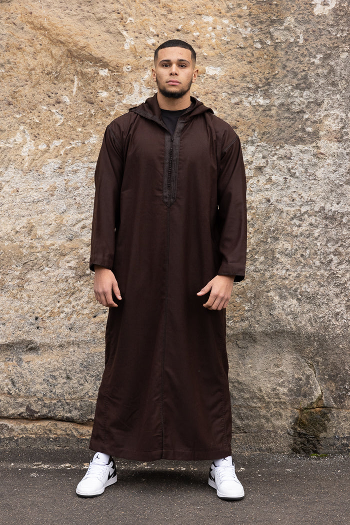 Moroccan Long Sleeve Winter Thobe - Brown