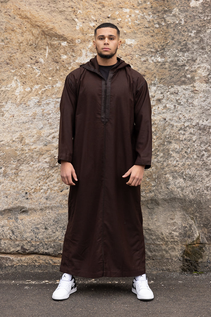 Moroccan Long Sleeve Winter Thobe - Brown