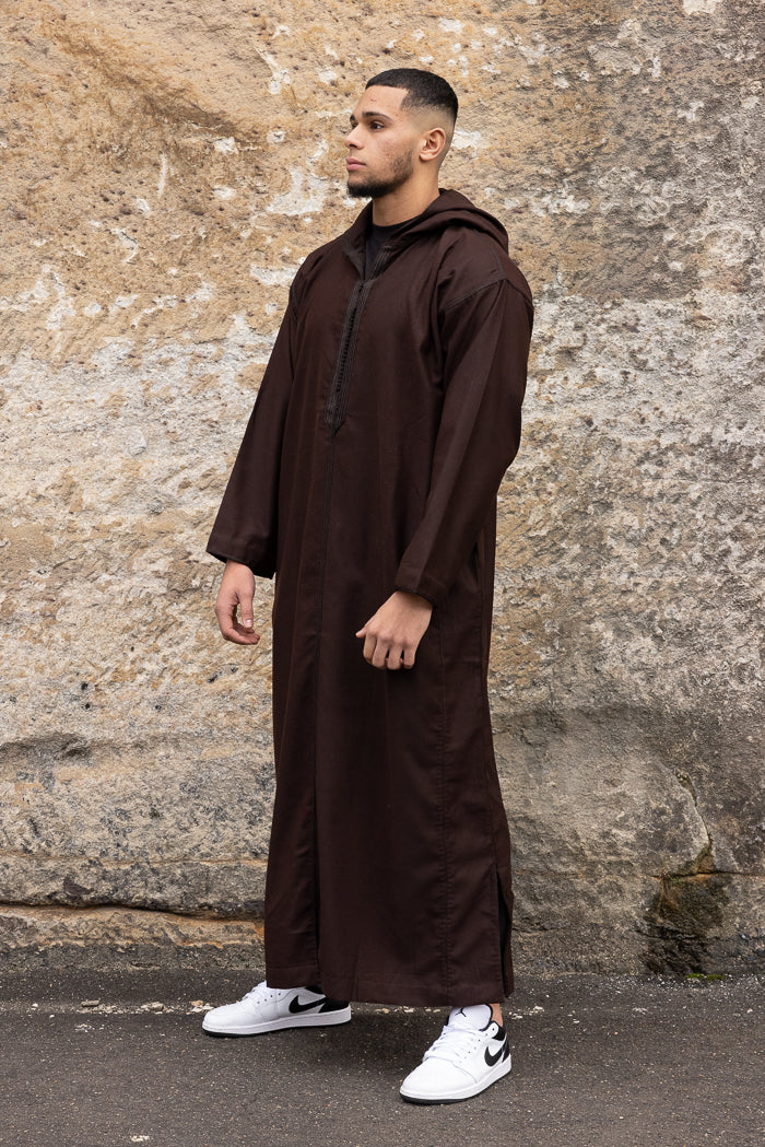 Moroccan Long Sleeve Winter Thobe - Brown