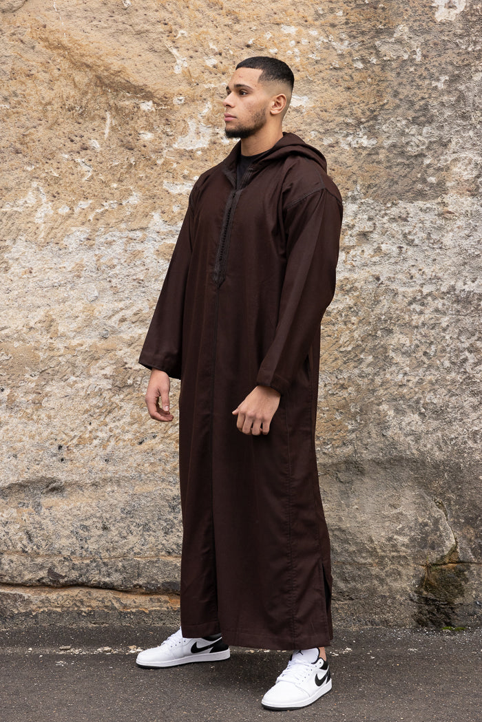 Moroccan Long Sleeve Winter Thobe - Brown